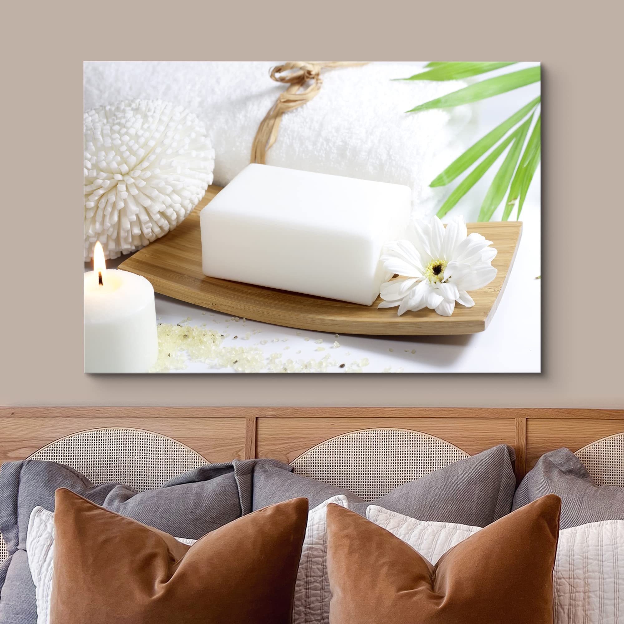 Wall26 Canvas Print Wall Art White Soap And Lily At The Spa Nature Wilderness Photography Realism Rustic Scenic Relax/Calm Multi
