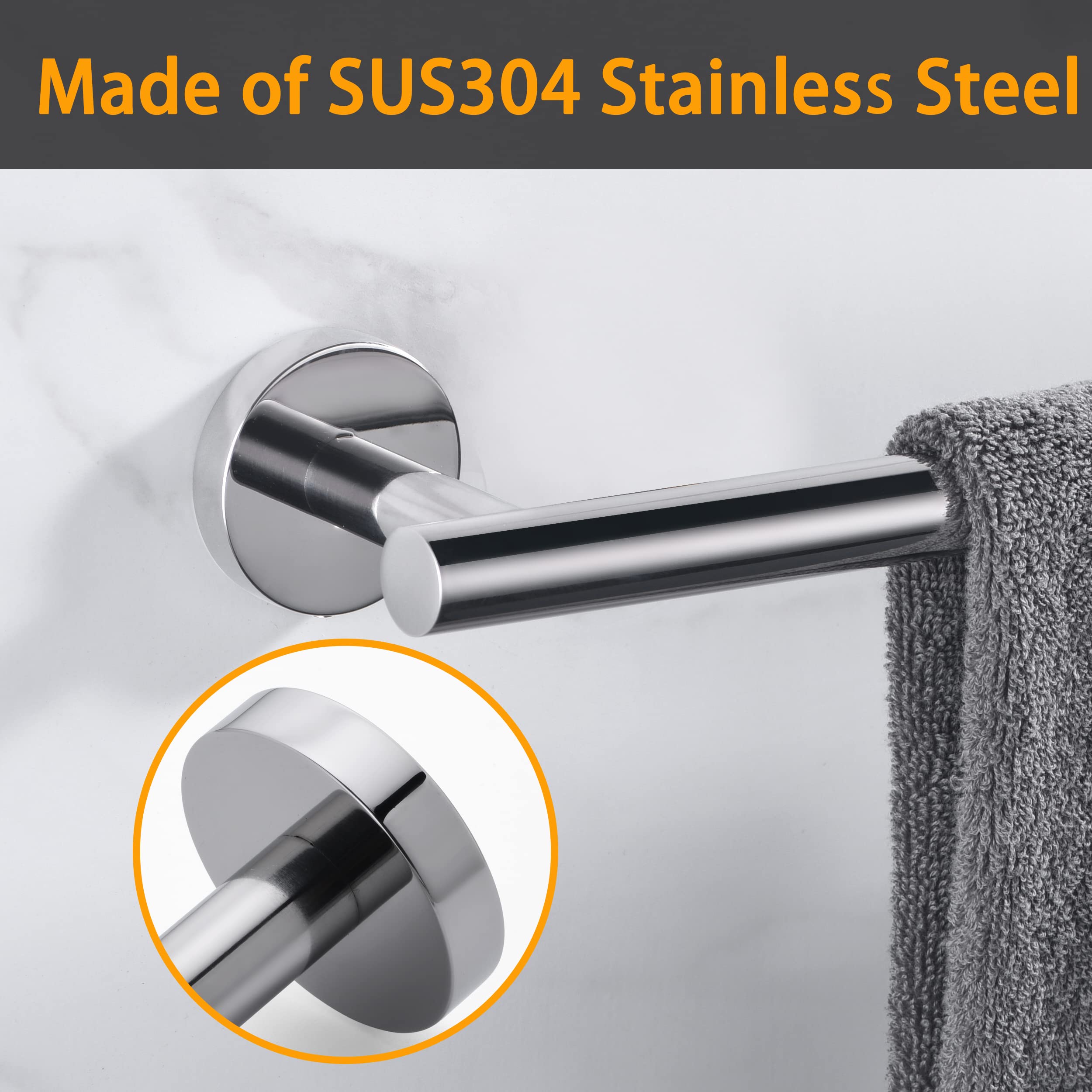 Nolimas Polished Chrome Bath Towel Bar Single Bars Towel Rack Rod Classic Wall Mounted Stainless Steel Bathroom Towel Bar Toilet