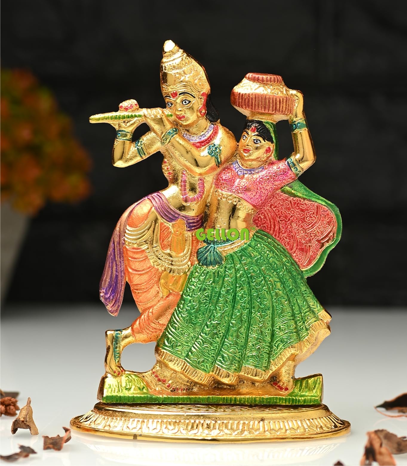 Gellon Radha Krishna Statue, Radha Krishna Murti For Pooja In Temple, Idol & Figurine Showpiece For Home Decor, Small Radha Kris