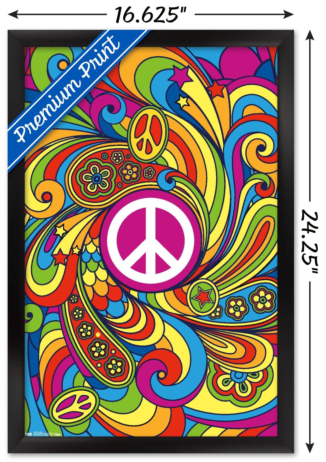 Trends International Peace Sign Wall Poster, 14.725'' X 22.375'', Black Framed Version