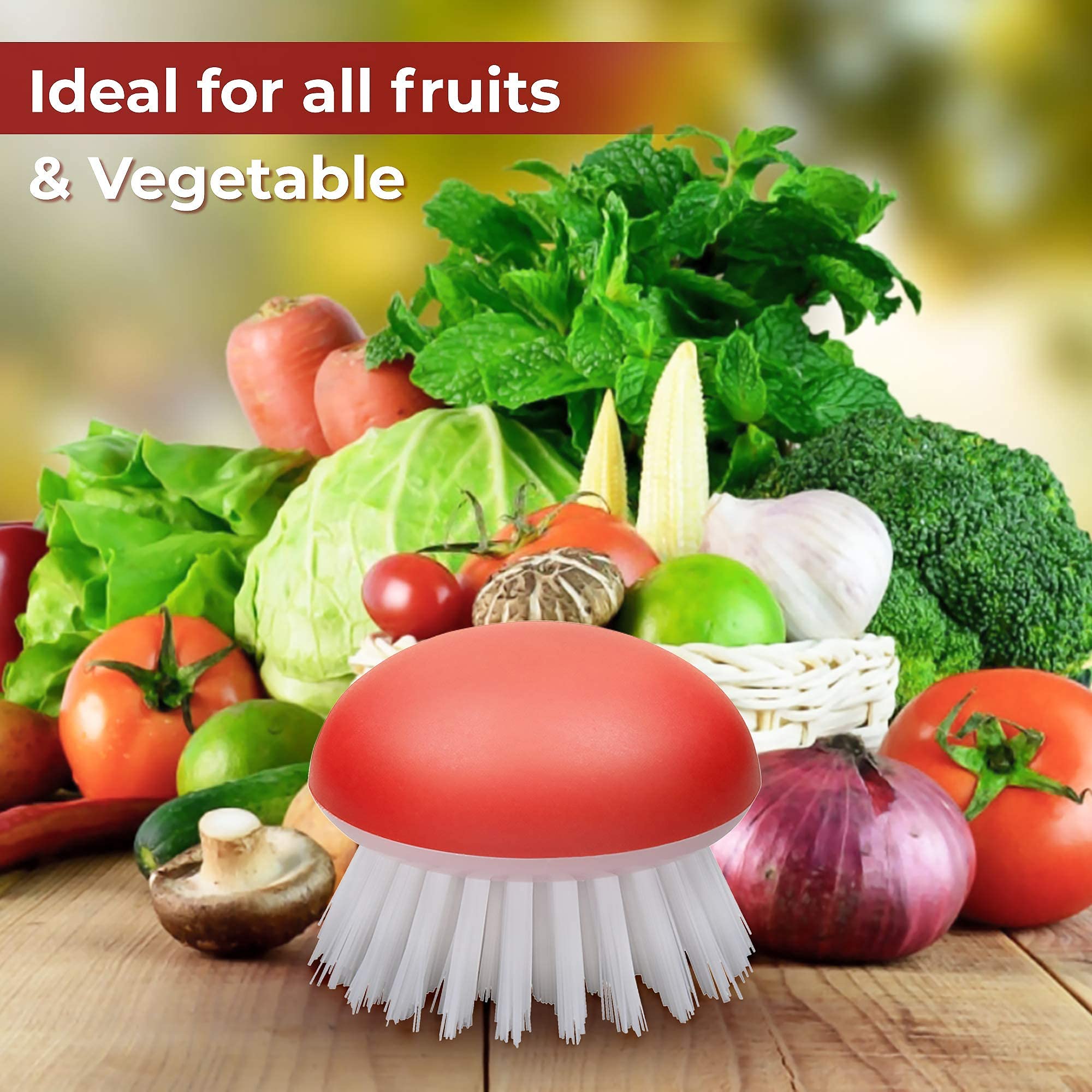 Vegetable Brush Scrubber For Food - 2Pcs Set Fruit And Veggie Brush - Silicone Top And Ultra-Strong Bristles Potato Scrubber - P
