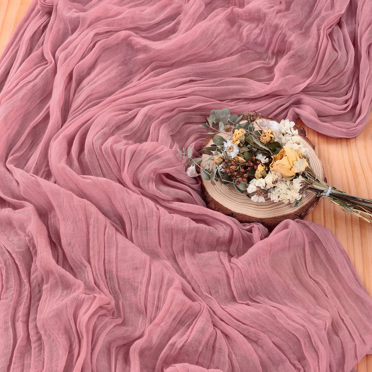 Socomi Mauve Easter Cheesecloth Table Runner Boho Rustic Gauze 120 Inch 10Ft Cheese Cloth Runner For Wedding Party Baby Shower B