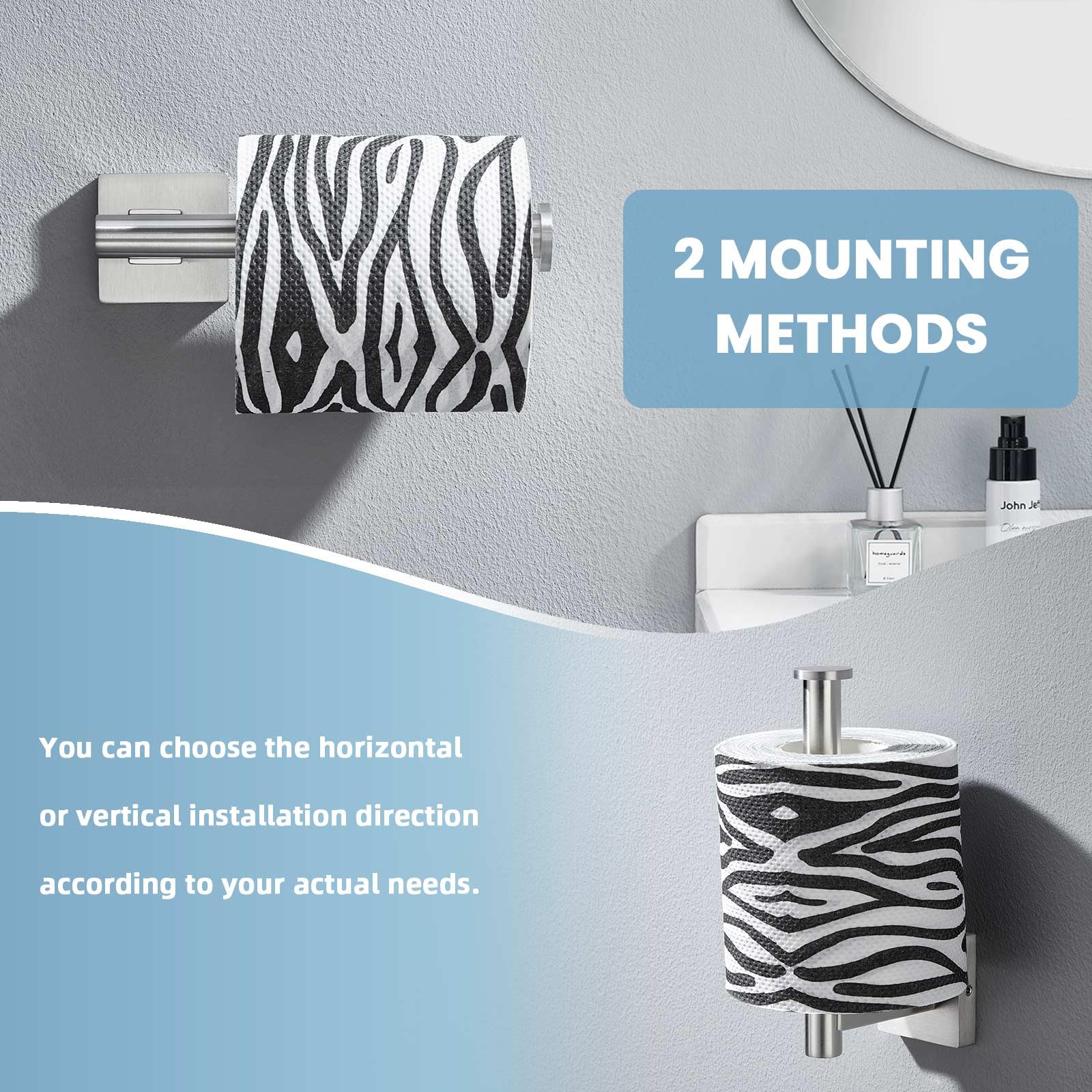 Suyar Bathroom Hardware Set Brushed Nickel, 304 Stainless Steel Bathroom Accessories 4 Pieces, Include Robe Hook, Toilet Paper H
