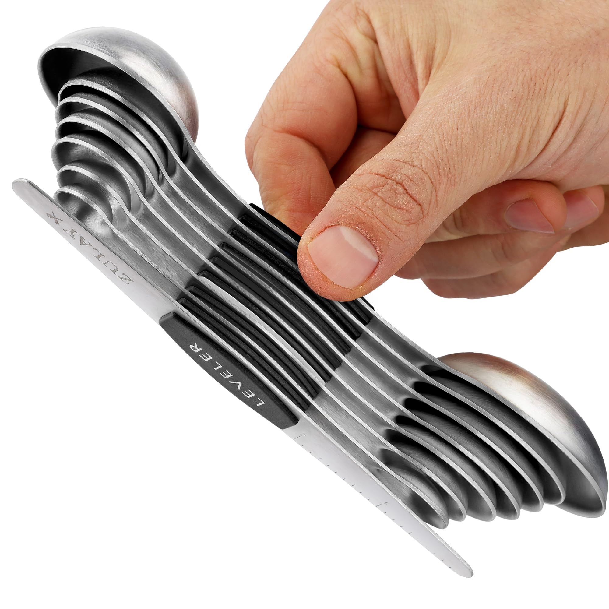 Zulay Heavy Duty Stainless Steel Measuring Spoons With Easy To Read, Slim Design For Narrow Spice Jars, 6 Piece Measuring Spoons