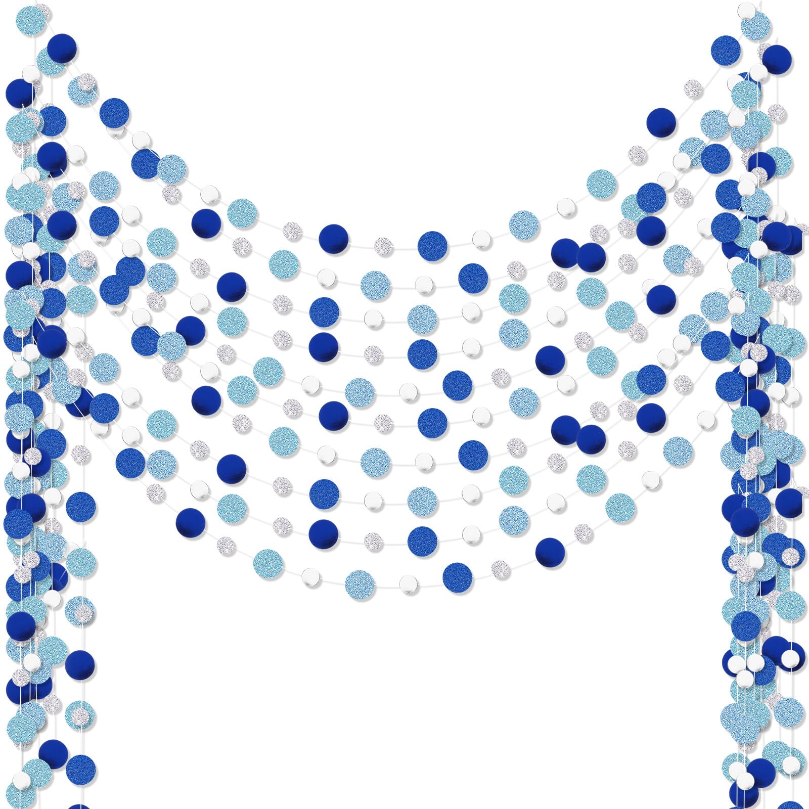 Outus 10 Pieces Round Dots Garland Hanging Party Decor Each Length 13.1ft Glitter Paper Dot Streamers for Birthday Wedding Baby 
