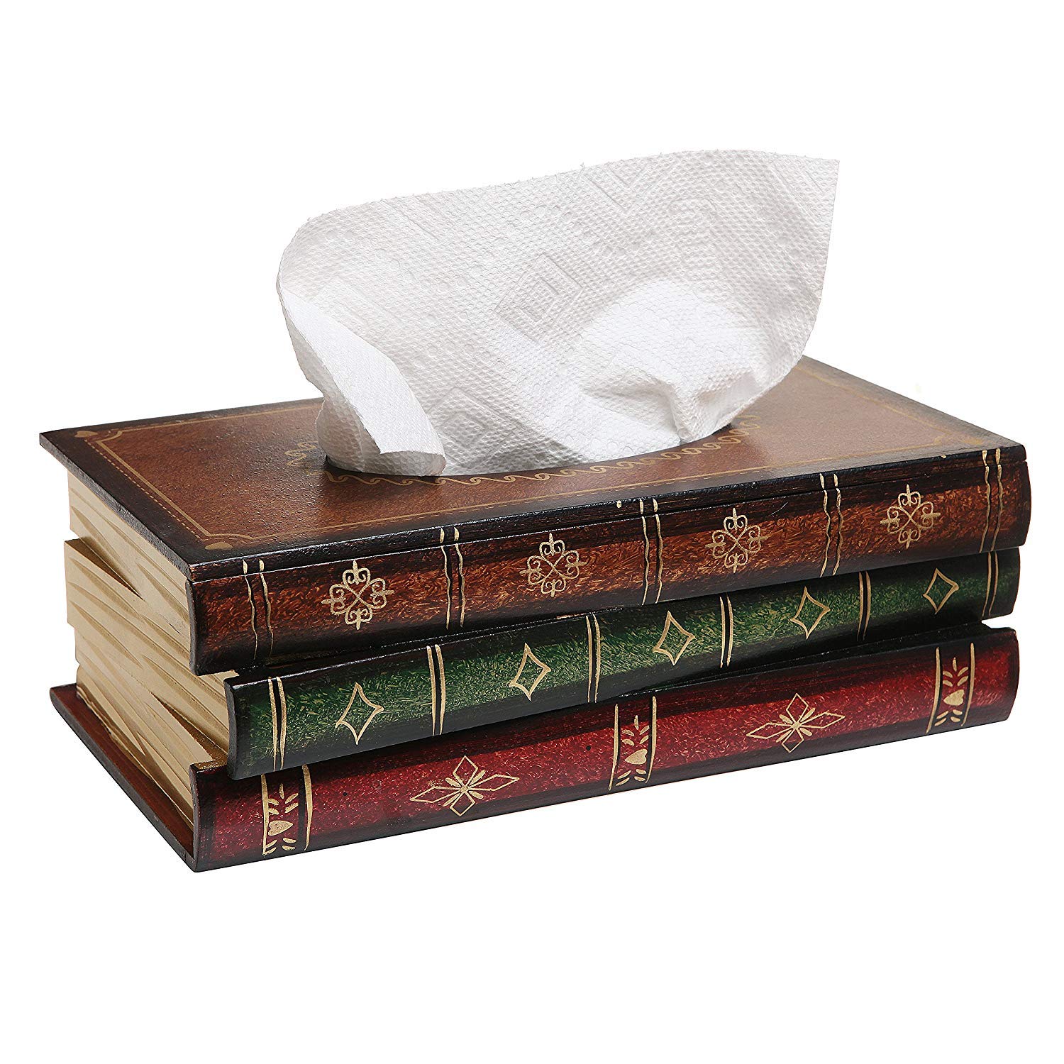 Nfashionso Antique Book Design Wood Bathroom Facial Tissue Dispenser Box Cover/Novelty Napkin Holder