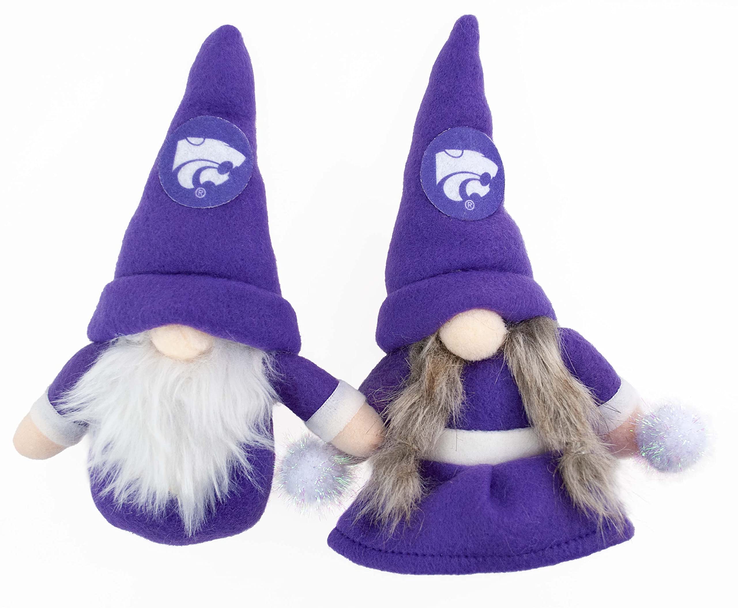 Kansas State Wildcats Set of 2 Plush Gnome Christmas Tree Ornaments by Hannas Handiworks - Fan/Cheerleader Holiday/Dorm Decorati