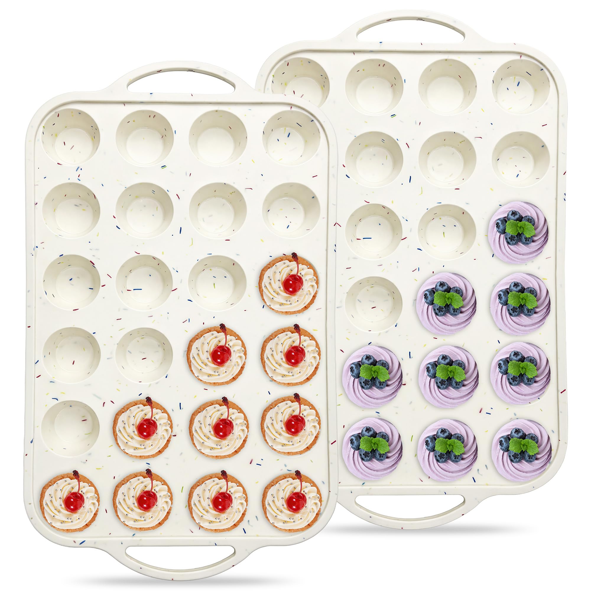 Vakoo 24Cup Silicone Mini Muffin Pan with Metal Reinforced Frame