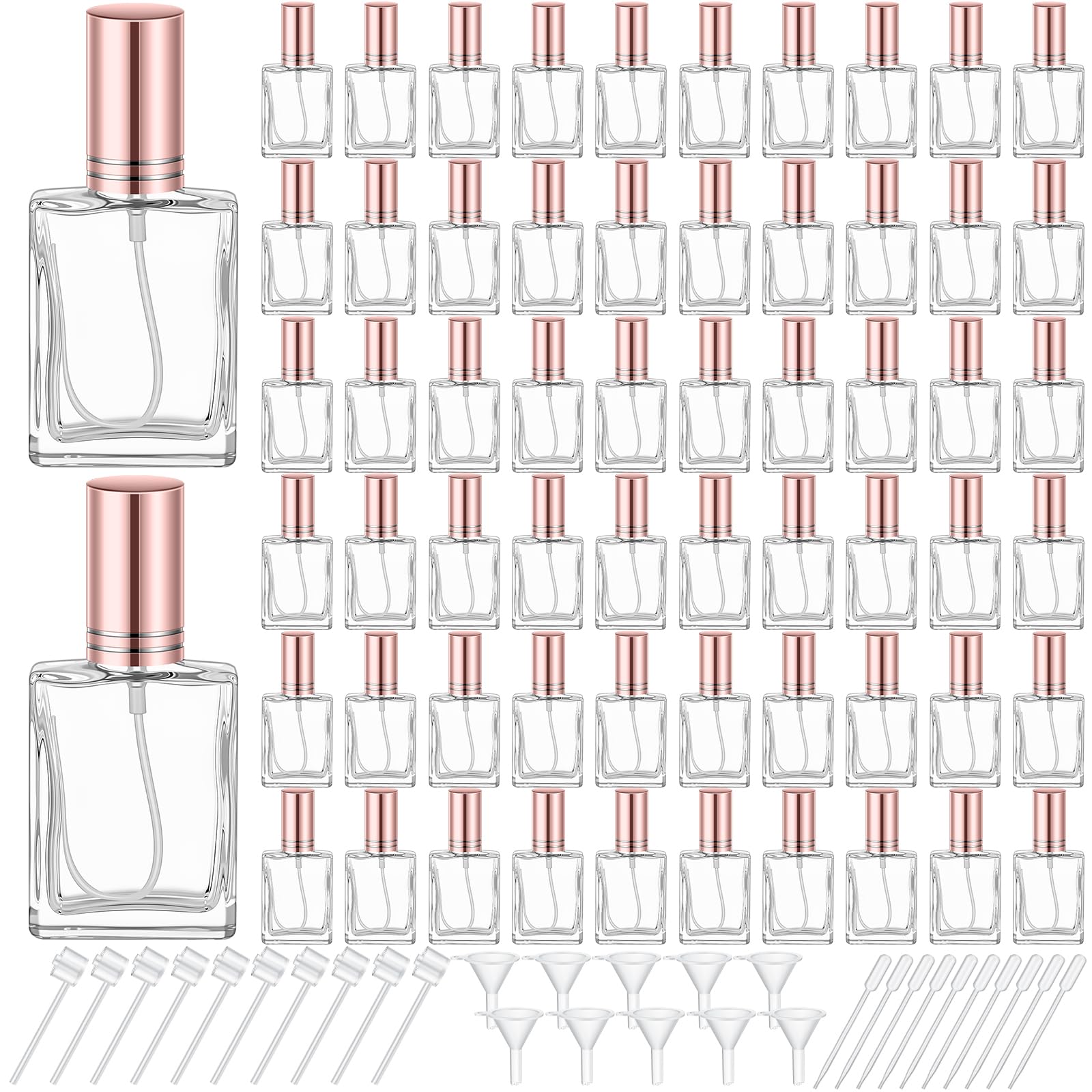 Domensi 60 Pcs 10/15/30/50 ml Glass Perfume Bottles Mini Glass Empty Spray Atomizer Bottles Bulk Refillable Perfume Dispenser Co