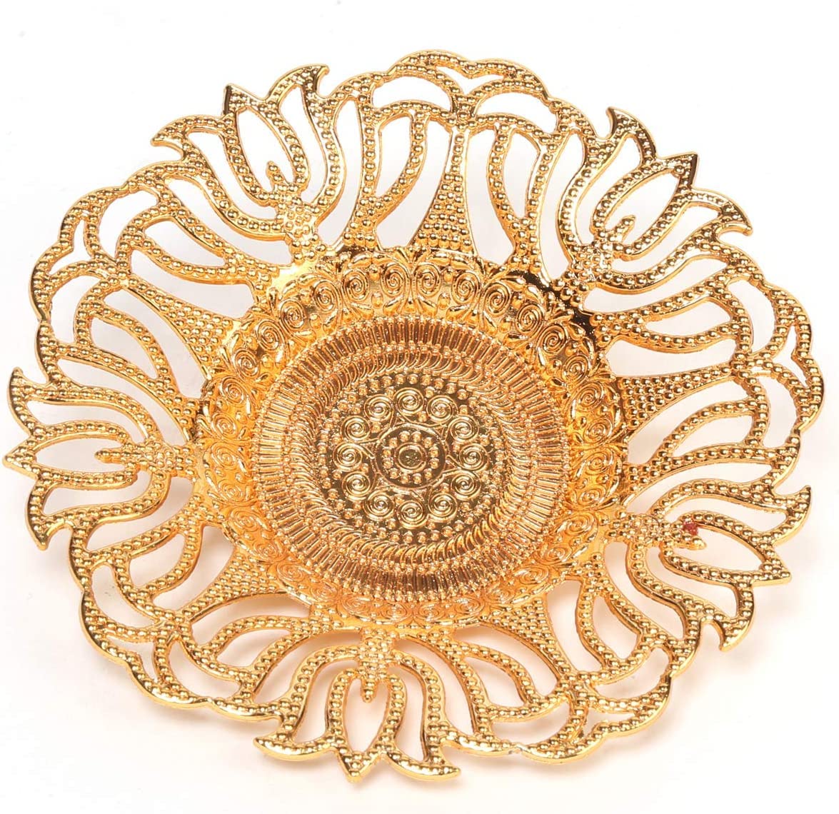 Alisveristime Turkish Coffee Cup Set, White Porcelain And Zinc Metal With Turkish Motifs, 6 Cups And Saucers (Gold)