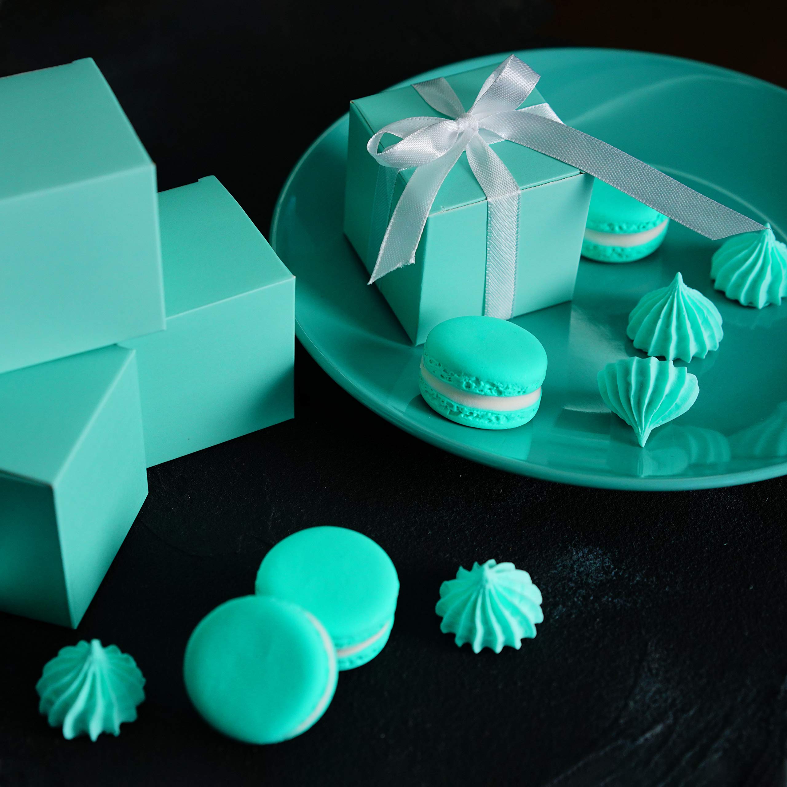 Small Cube Turquoise Candy Treat Boxes Bulk Teal Blue Gift Boxes Wedding Favors Baby Bridal Shower Birthday Party Boxes Supplies