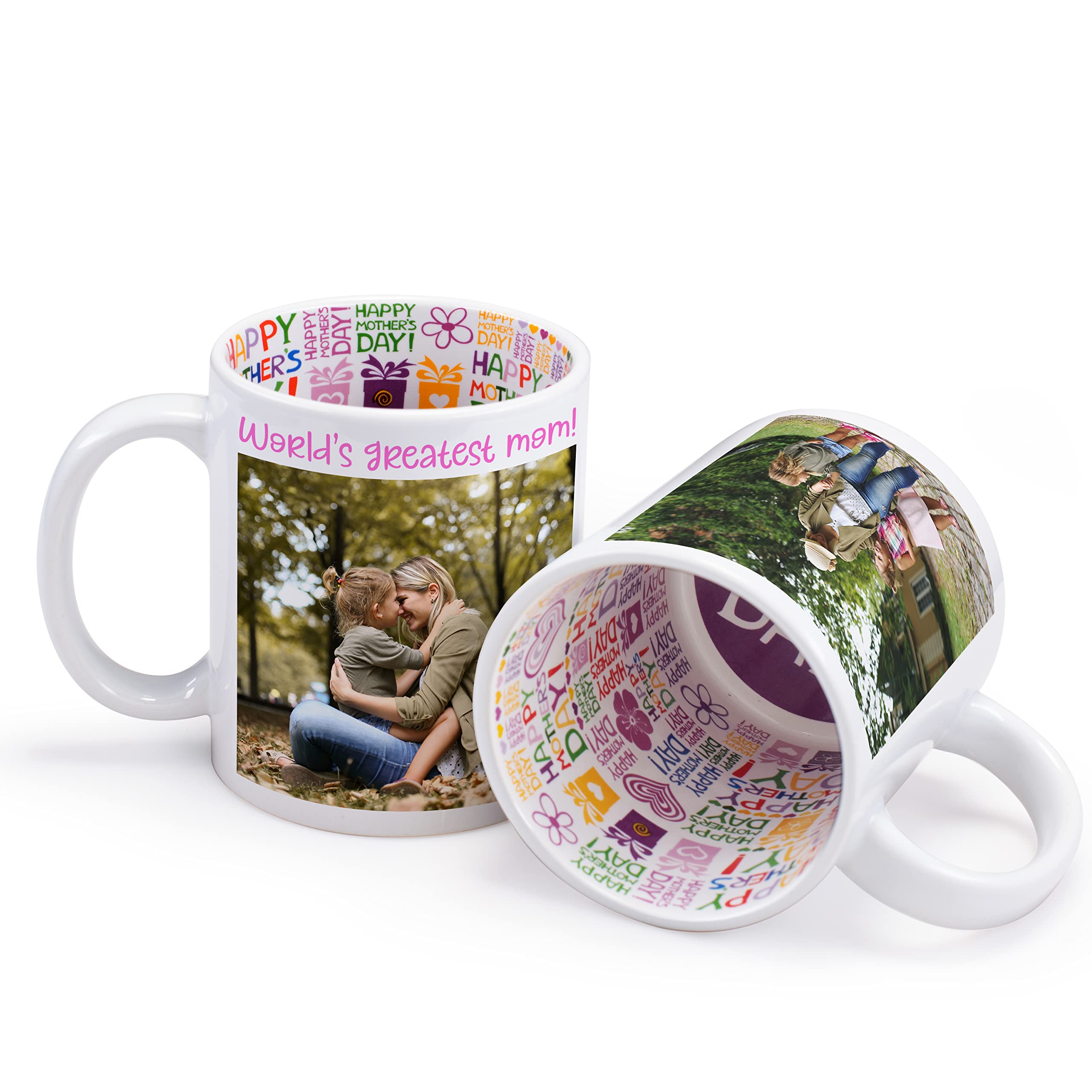 Mother 'S Day Gifts, Custom Photo Coffee Mugs, 11 Oz, White, Mom Photo Mug & Happy Mother 'S Day Printed On Inside, Gifts For Mo
