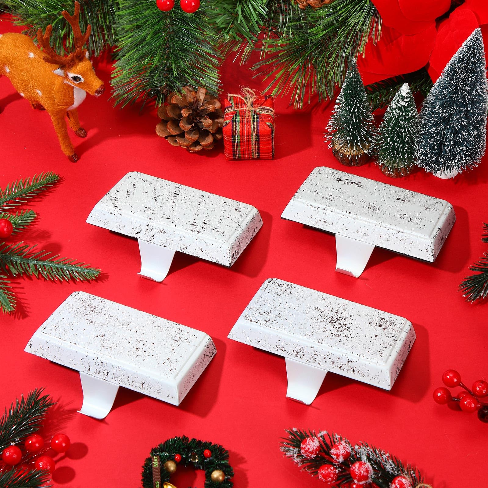 Zhengmy 2 Pcs Christmas Stocking Holders for Mantle Weighted Stocking Holder Fireplace Hangers for Xmas Holiday Party Decoration
