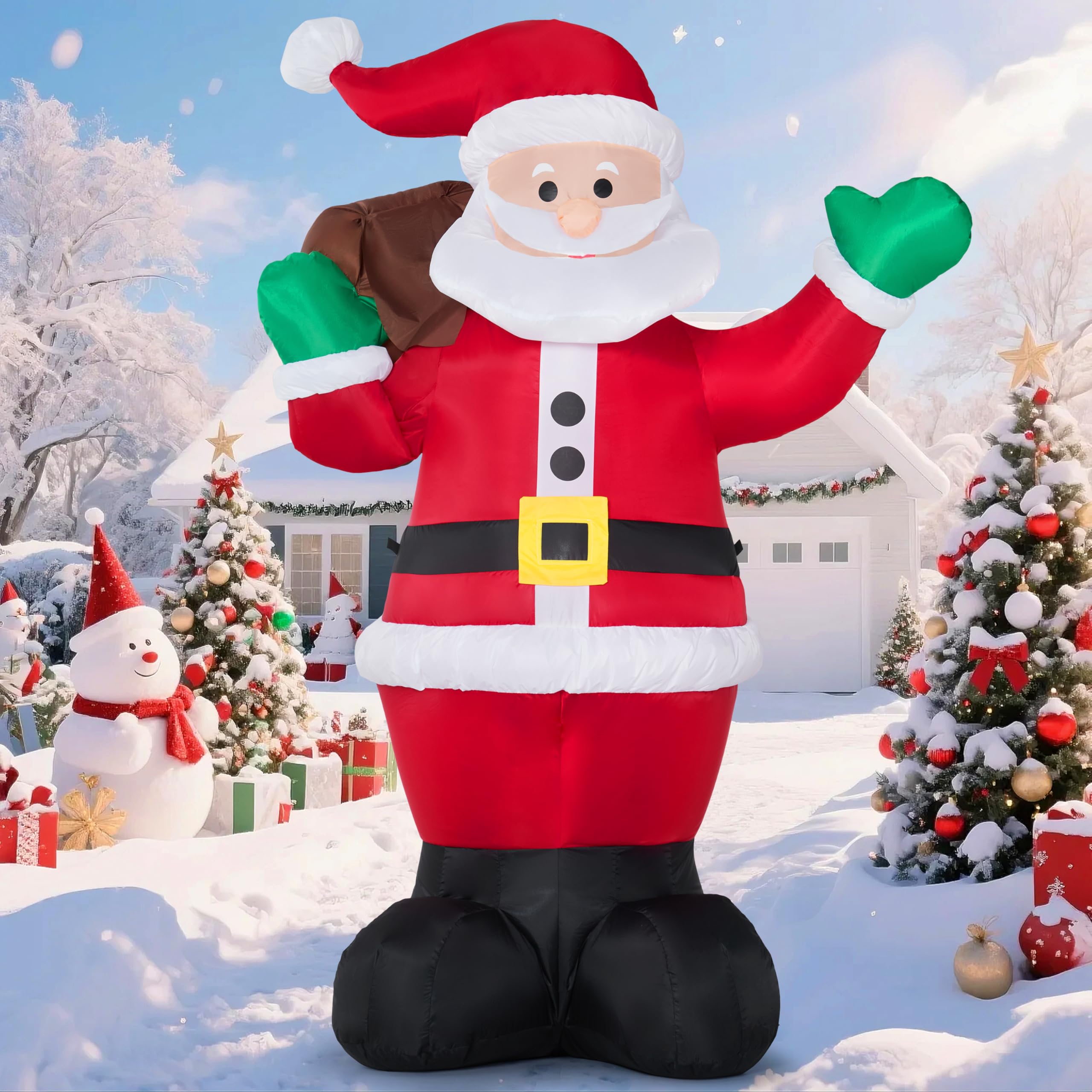 Joiedomi 6 FT Christmas Inflatable Santa with Gift Bag, Blow Up Xmas Inflatable Decorations with Build in LEDs for Christmas Dec