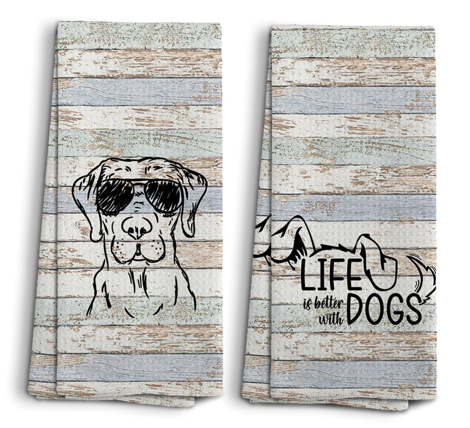 Noql Dog Kitchen Towels, Dog Hand Towels And Dishcloths Set Of 2, Dog Hand Towels, Dog Bathroom Decor, Dog Lovers Mom Gifts For