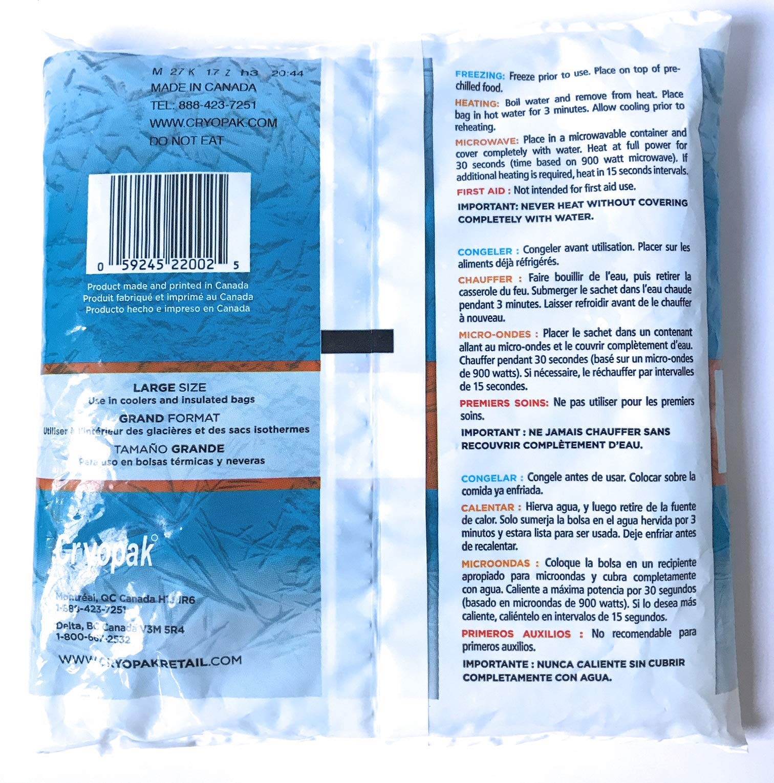 Cryopak Reusable Soft Ice Packs - Pack Of 2 Large Size Ice Packs For Lunch Boxes, Coolers And More - Hot And Cold - Great Value