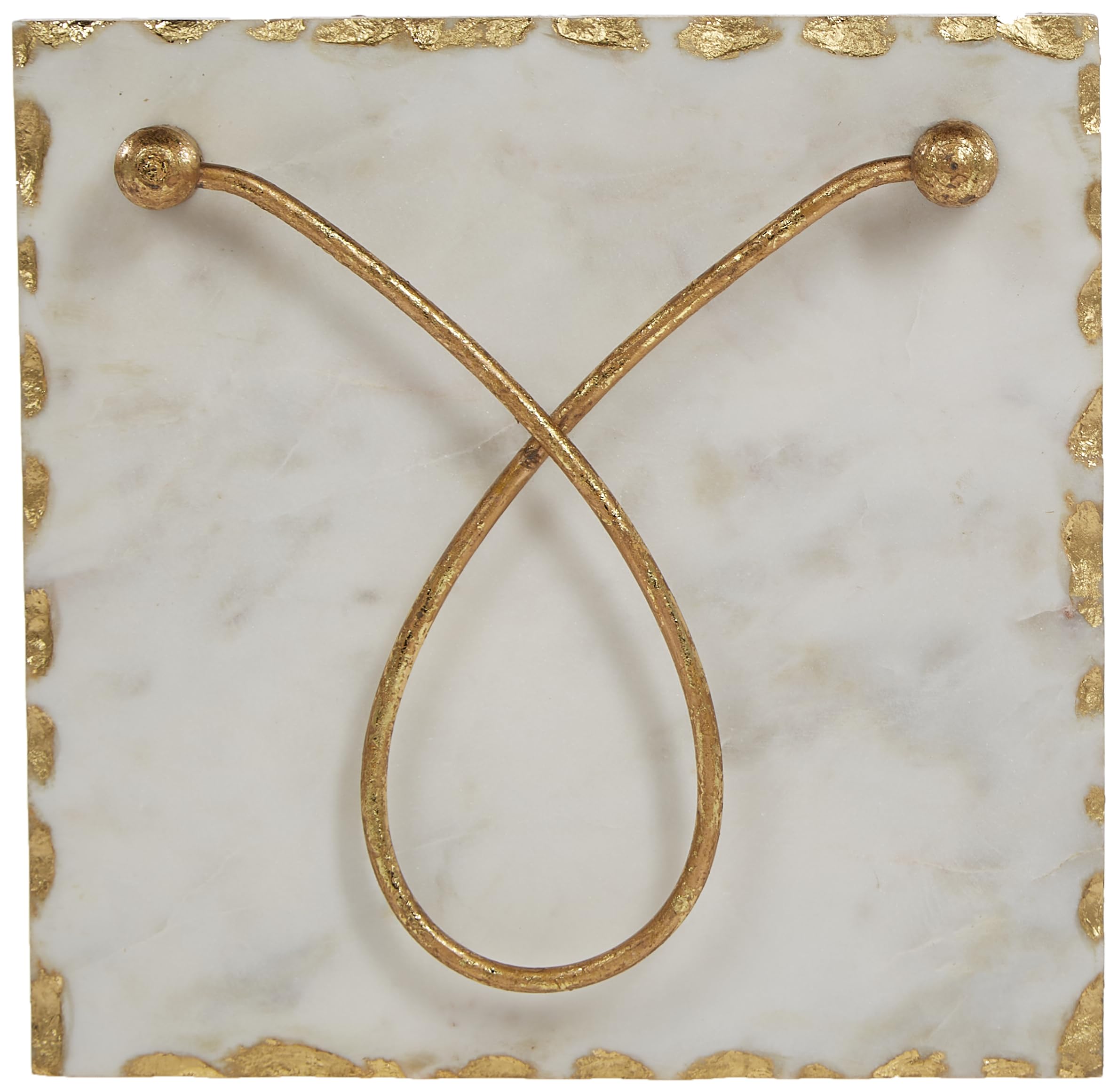 Mud Pie Gold Edge Napkin Holder, Marble, 8" x 8", Model 40080015, Elegant Gold Finish