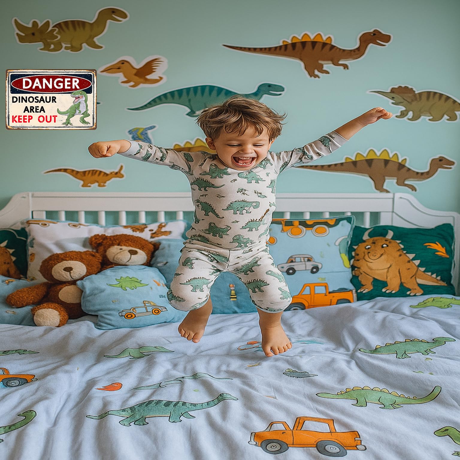 Smilelife Dinosaur Gifts Vintage Dinosaur Sign Danger Dinosaur Area Keep Out Tin Sign for Boys Room Dino Themed Room Nursery Roo