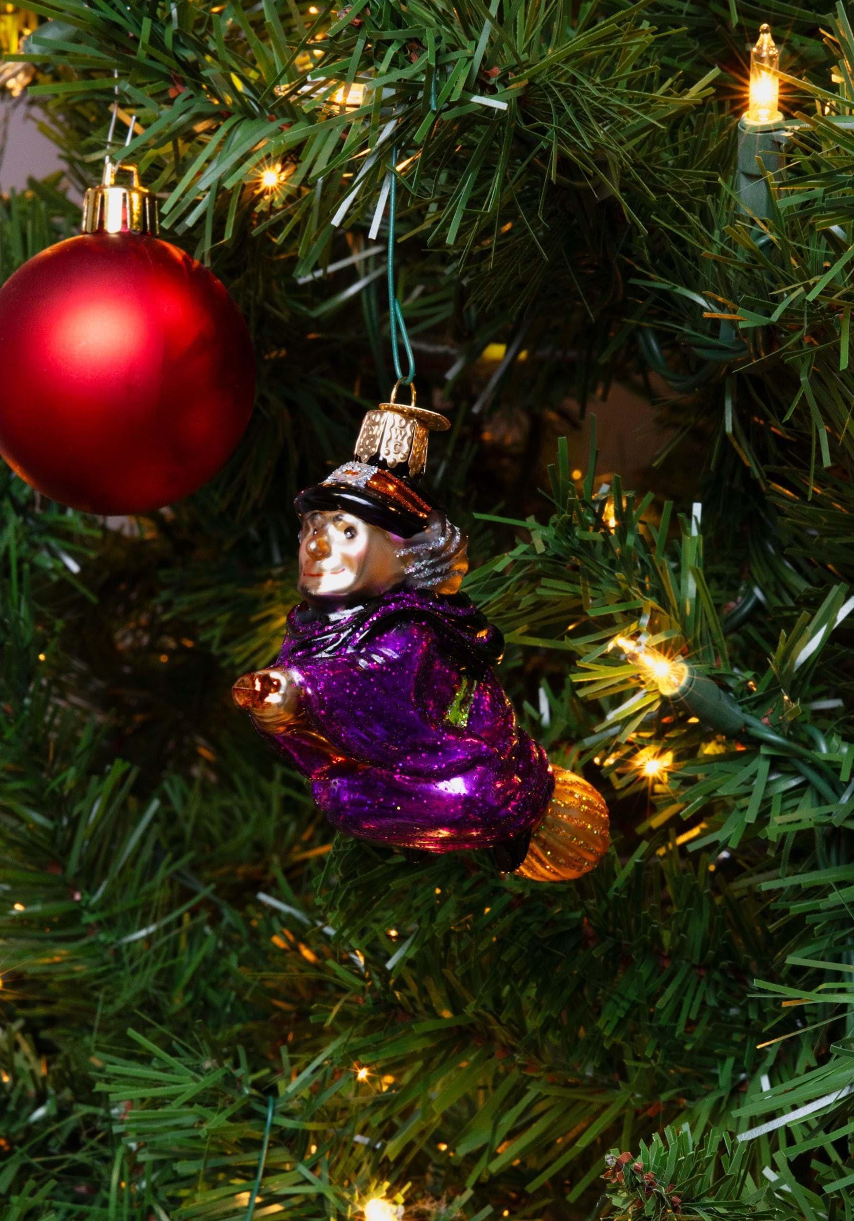 Old World Christmas Witch on Broomstick Glass Ornament Free Box 4.25 inch