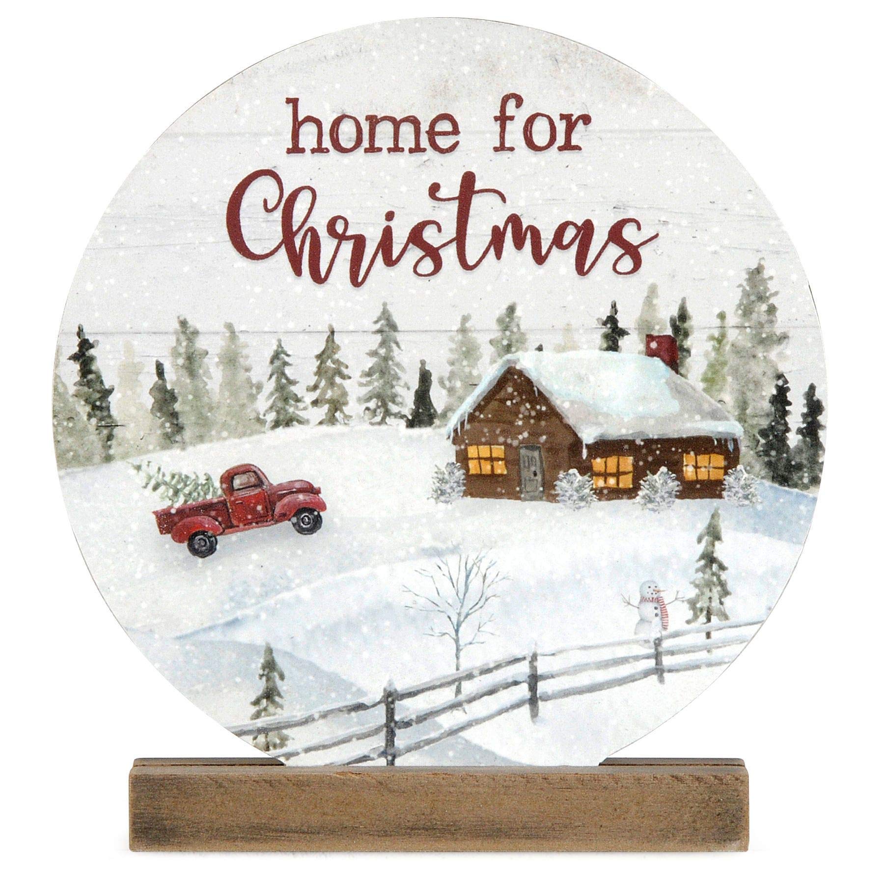 Blossom Bucket 218-30188 Home For Christmas Round Sign With Stand