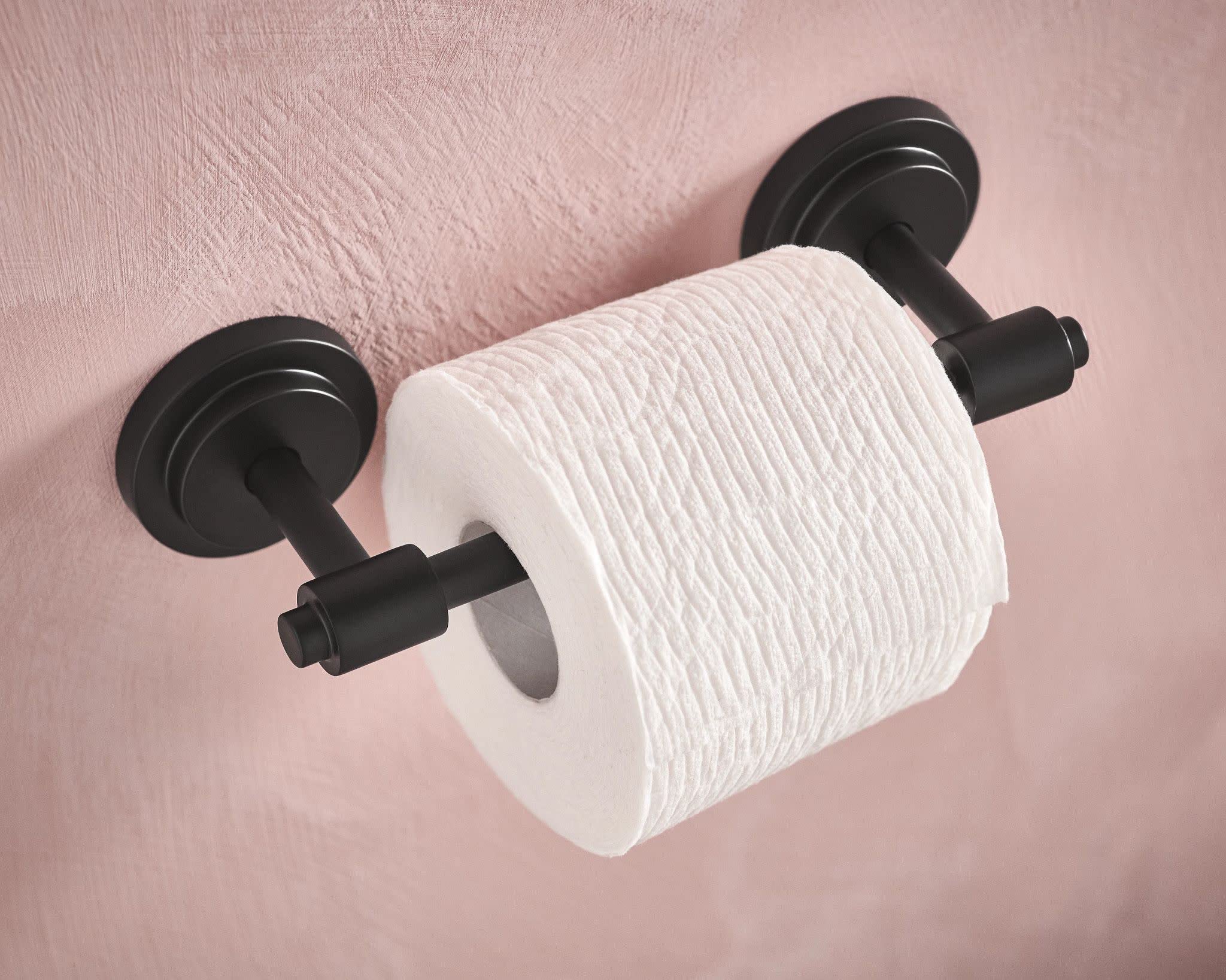 Moen Dn0708Bl Iso Collection Double Post Modern Pivoting Toilet Paper Holder, Matte Black