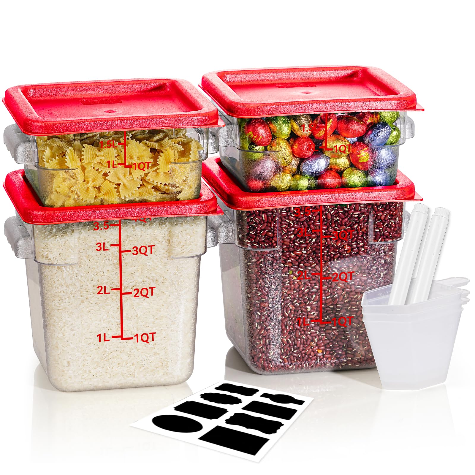 4Qt Nsf Food Storage Containers: 8 Pcs [Food Grade][Hot&Cold Resistant] Commercial Clear Food Storage Containers With Lids For R
