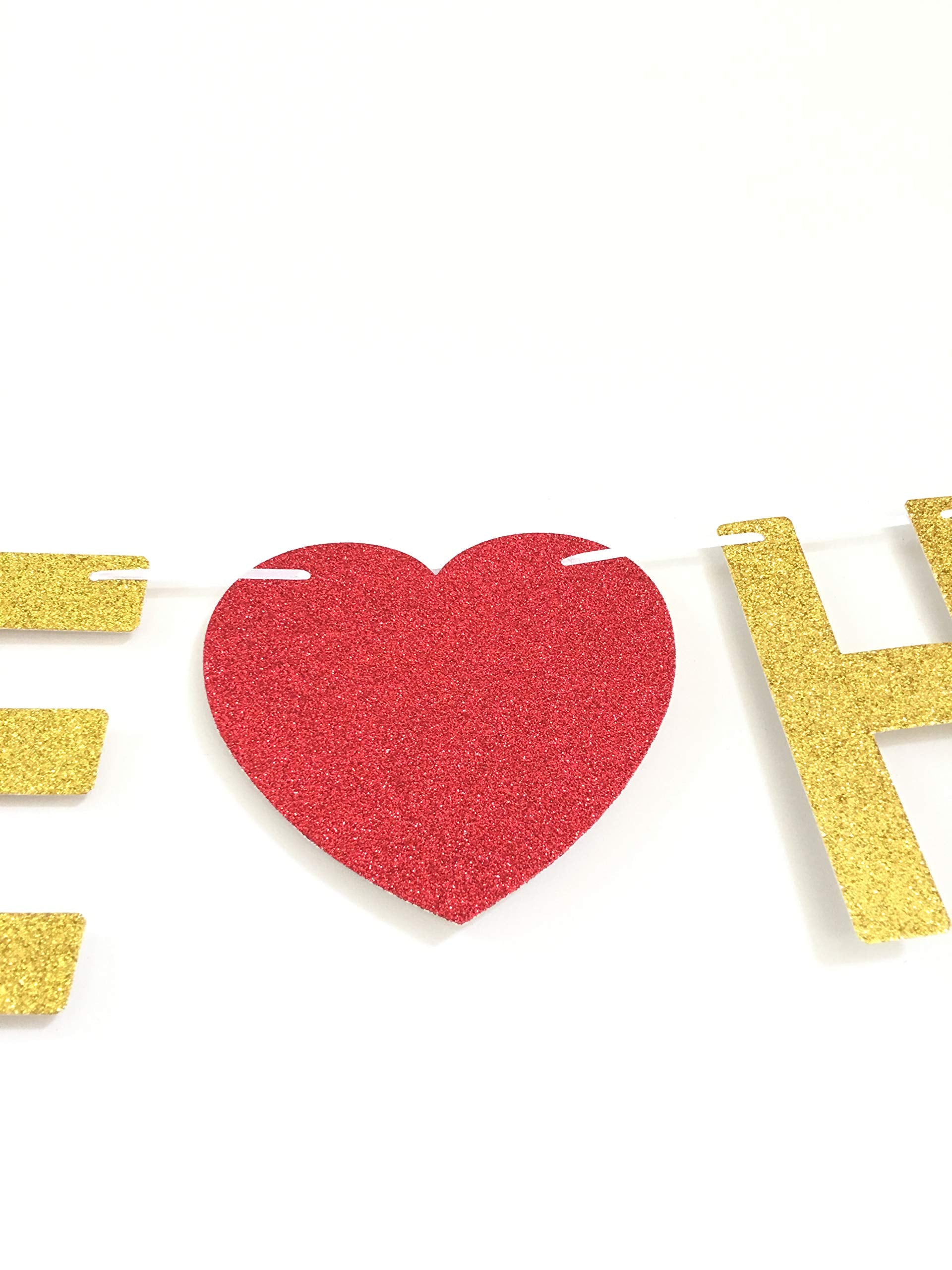 GZFY Gold Glitter Welcome Home Banner - 1 Count for Family Party, Wedding, Graduation, Baby Shower Decorations