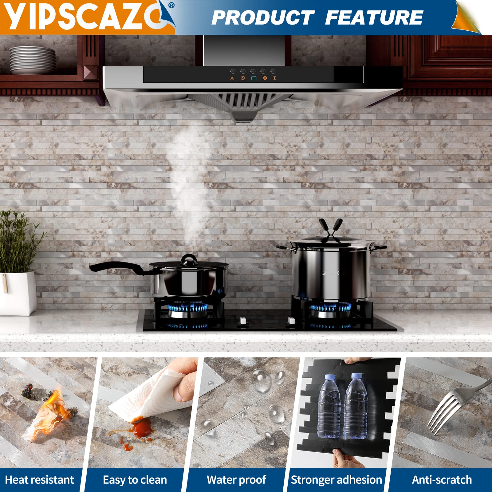 5 - Sheet Peel and Stick Backsplash Wall Tile, PVC Kitchen Backsplash, Stick on Tiles for Backsplash Kitchen (12   X 12  , Peris