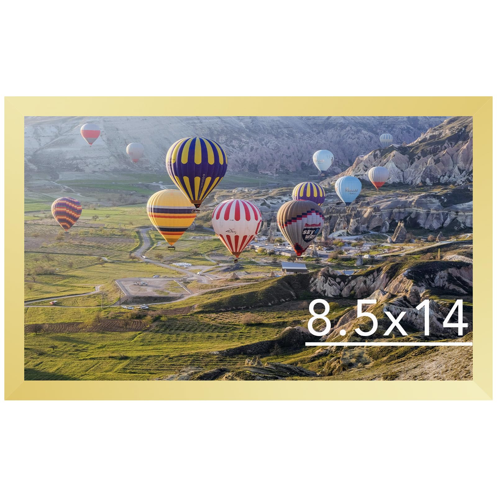 JCJMY 8.5x14 Picture Frame Gold for Wall Hanging, Wall Mounting Horizontally or Vertically, 8.5 x 14 Wall Gallery Poster Photo Frame with Shatter Resistant Plexiglass, Gold-New Condition