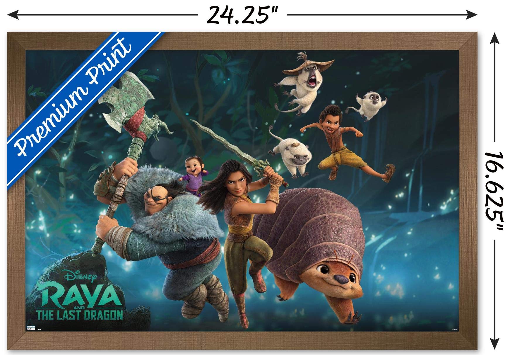Trends International Disney Raya And The Last Dragon-Group Wall Poster, 14.725 In X 22.375 In, Bronze Framed Version