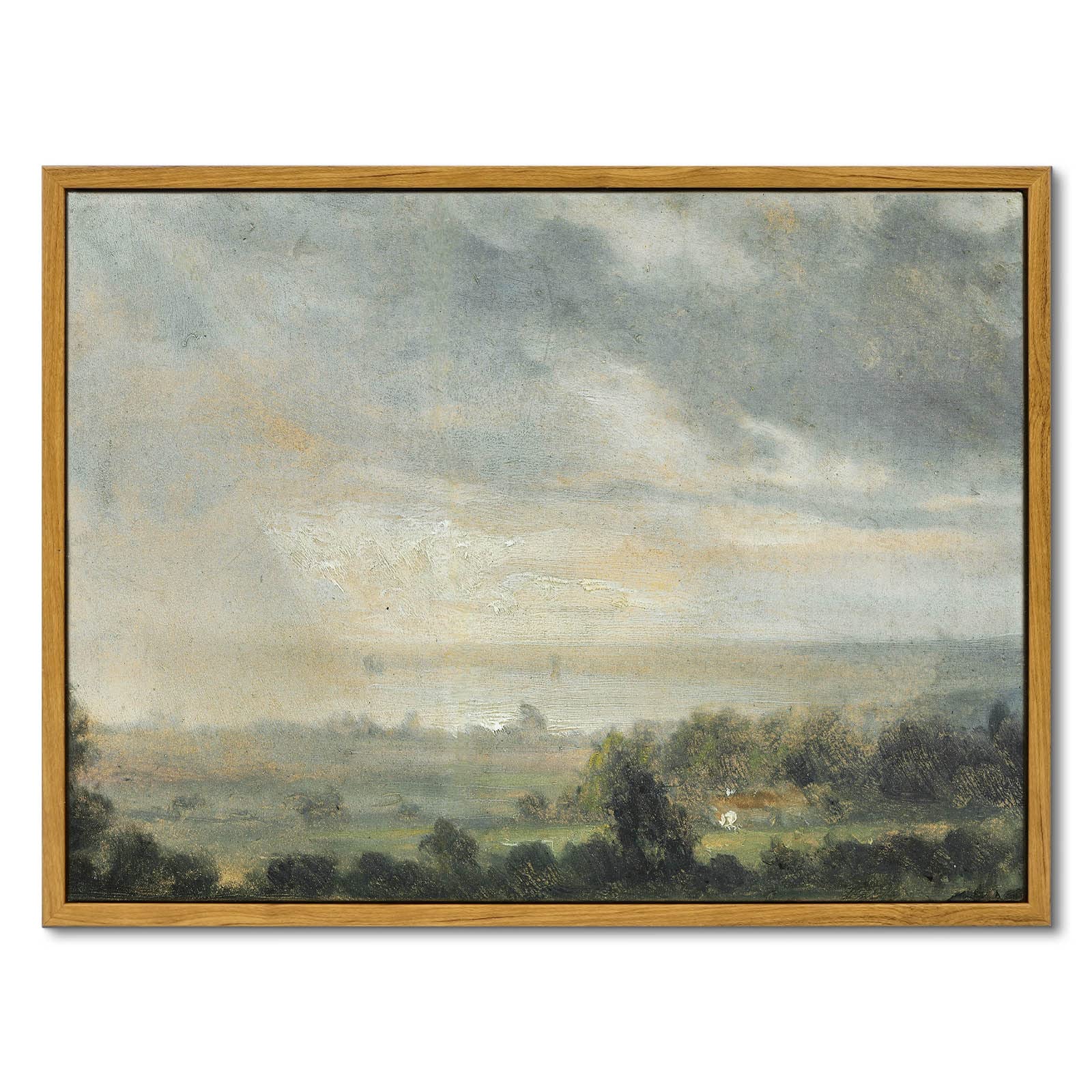 Insimsea Framed Wall Art Room Decor Classical Oil Painting Canvas Prints View From The Elbe Valley With High Cloudy Sky Vintage