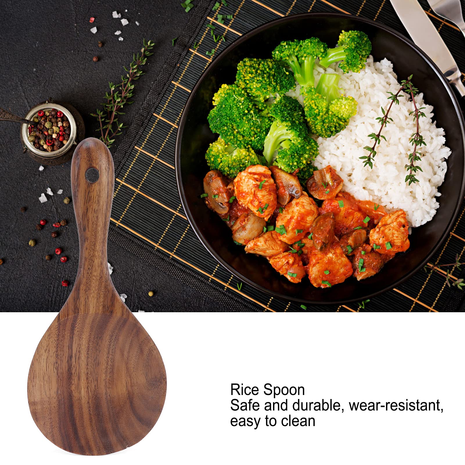 Aunmas Wood Rice Paddle Rice Paddle Non Stick Wooden Paddle Serving Spoons Rice Scoop Cookware Tableware Home Kitchen Accessory