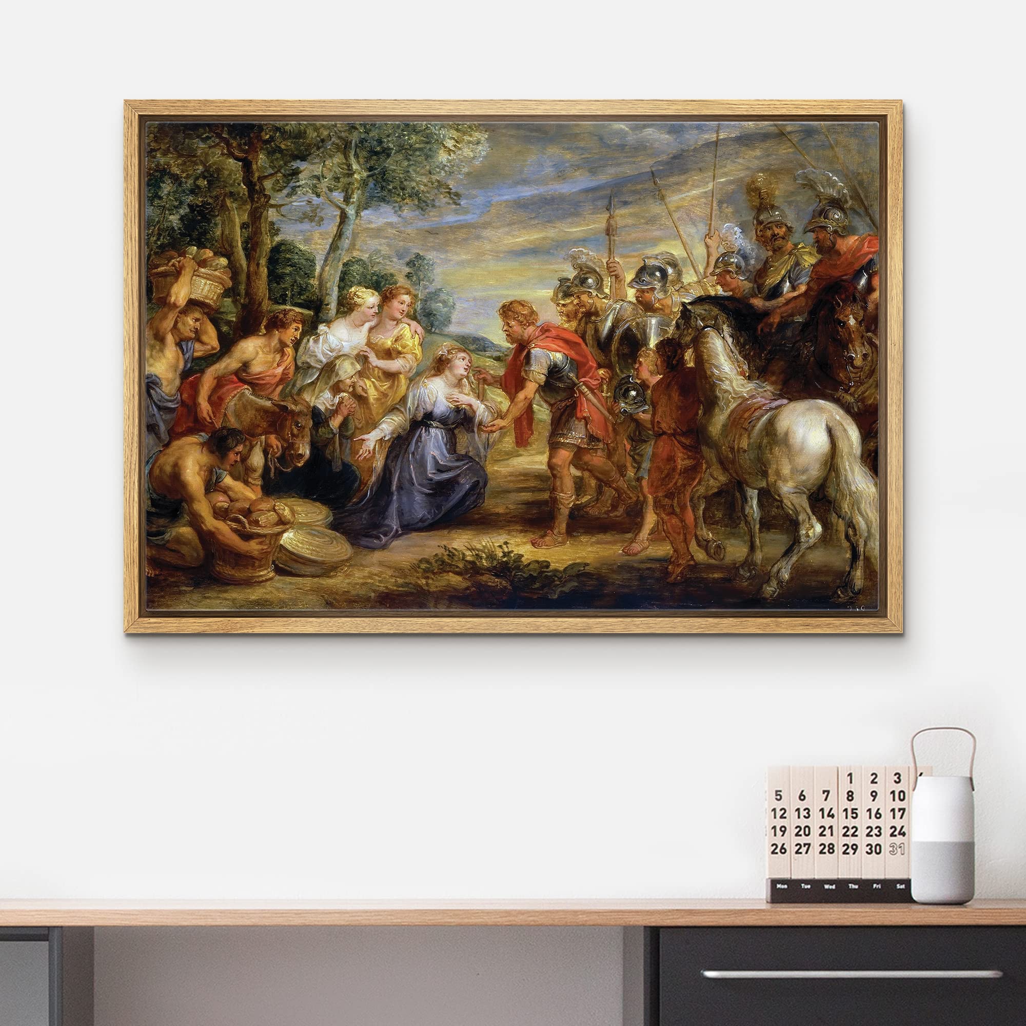 Wall26 - Oil Painting Of The Meeting Of David And Abigail By Peter Paul Rubens - Baroque Style - Catholic, Christianity - Framed