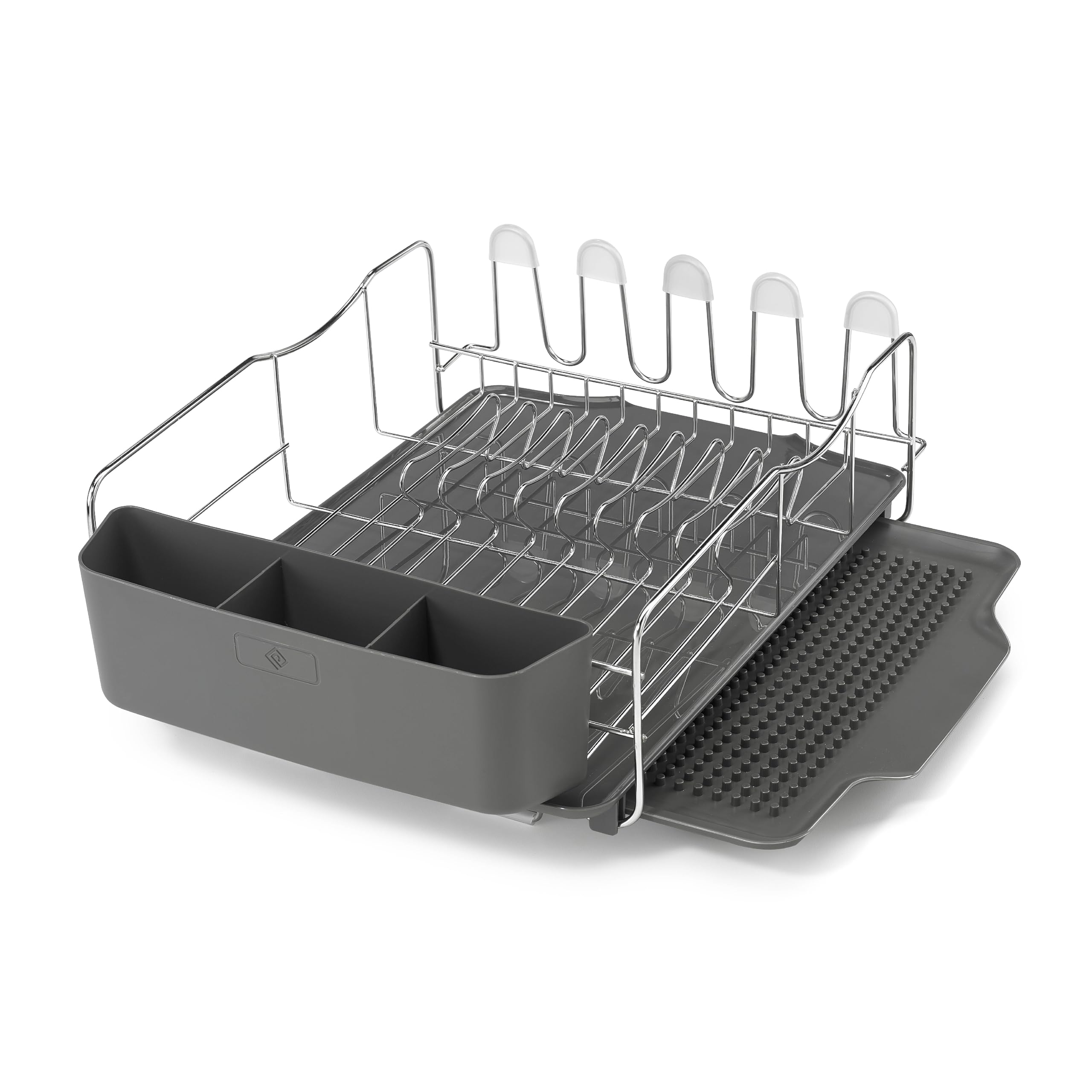 Polder KTH-615 Dish Rack, 4 PC Combo- Advantage System Includes Rack, Drain Tray, Removable Drying Tray & Cutlery Holder - Stain