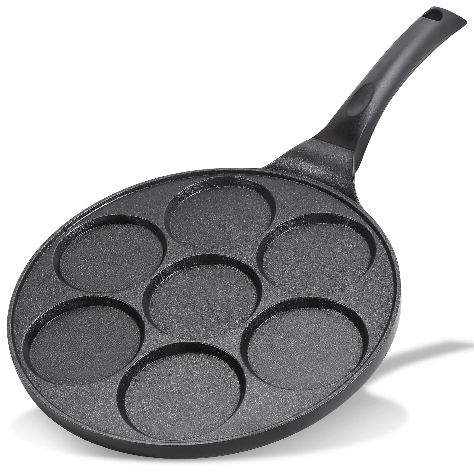 Kretaely Nonstick Pancake Pan Pancake Griddle With 7-Mold Design Mini Pancake Maker With Pfoa Free Coating-Black