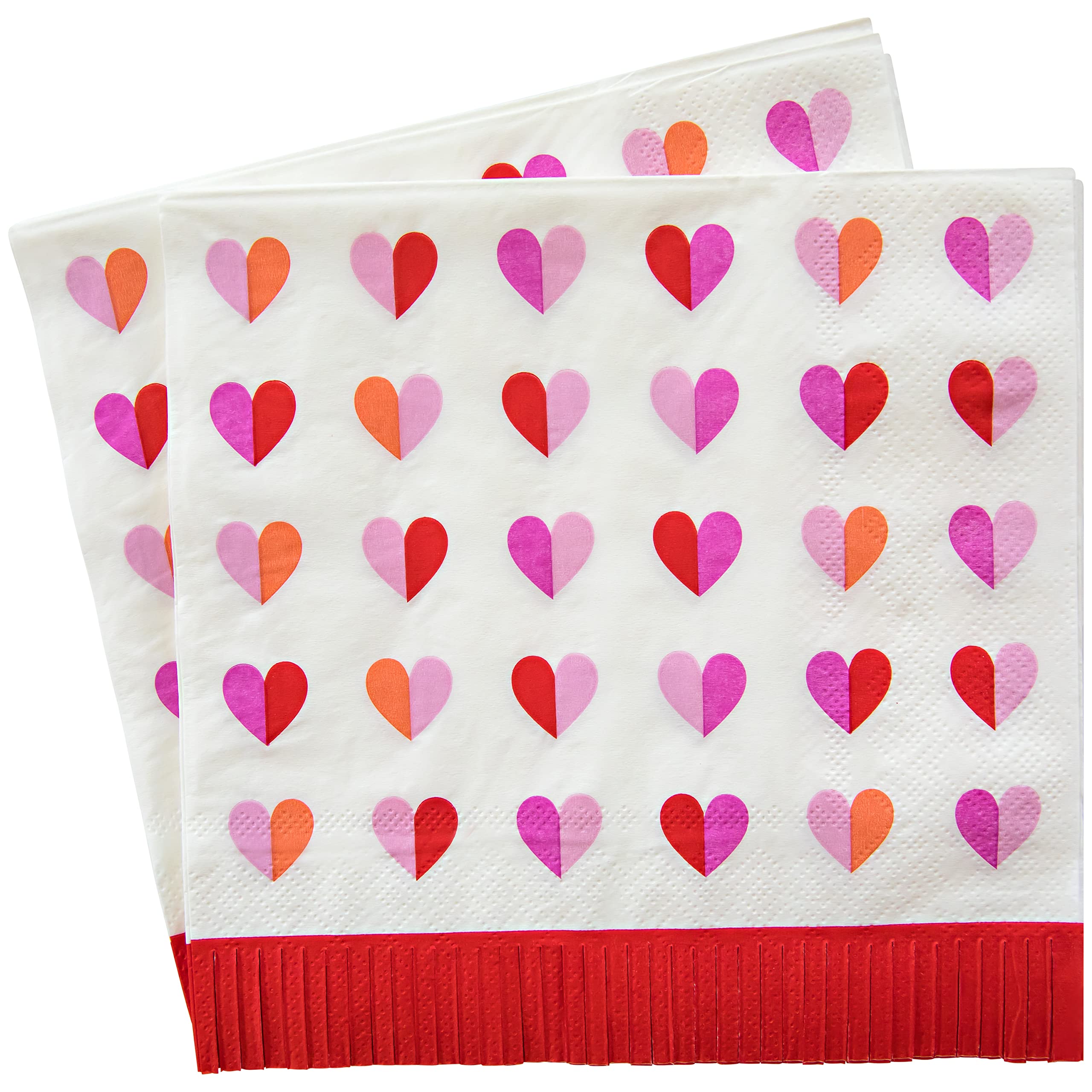 With All My Heart Lunch Napkin With Die Cut Fringe Border (20 Count)