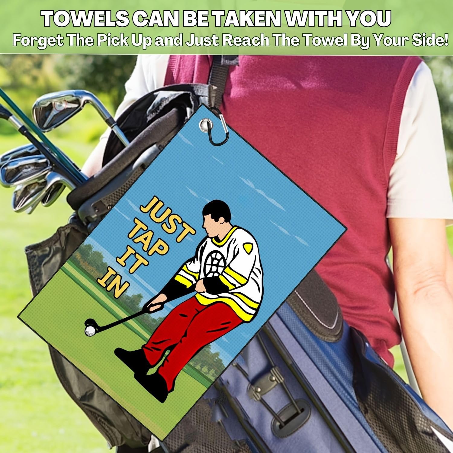 Aikiprety Funny Printed Golf Towel, Funny Golf Towel for Golf Bags with Clip, Golf Gift for Men Husband Boyfriend Dad, Birthday,
