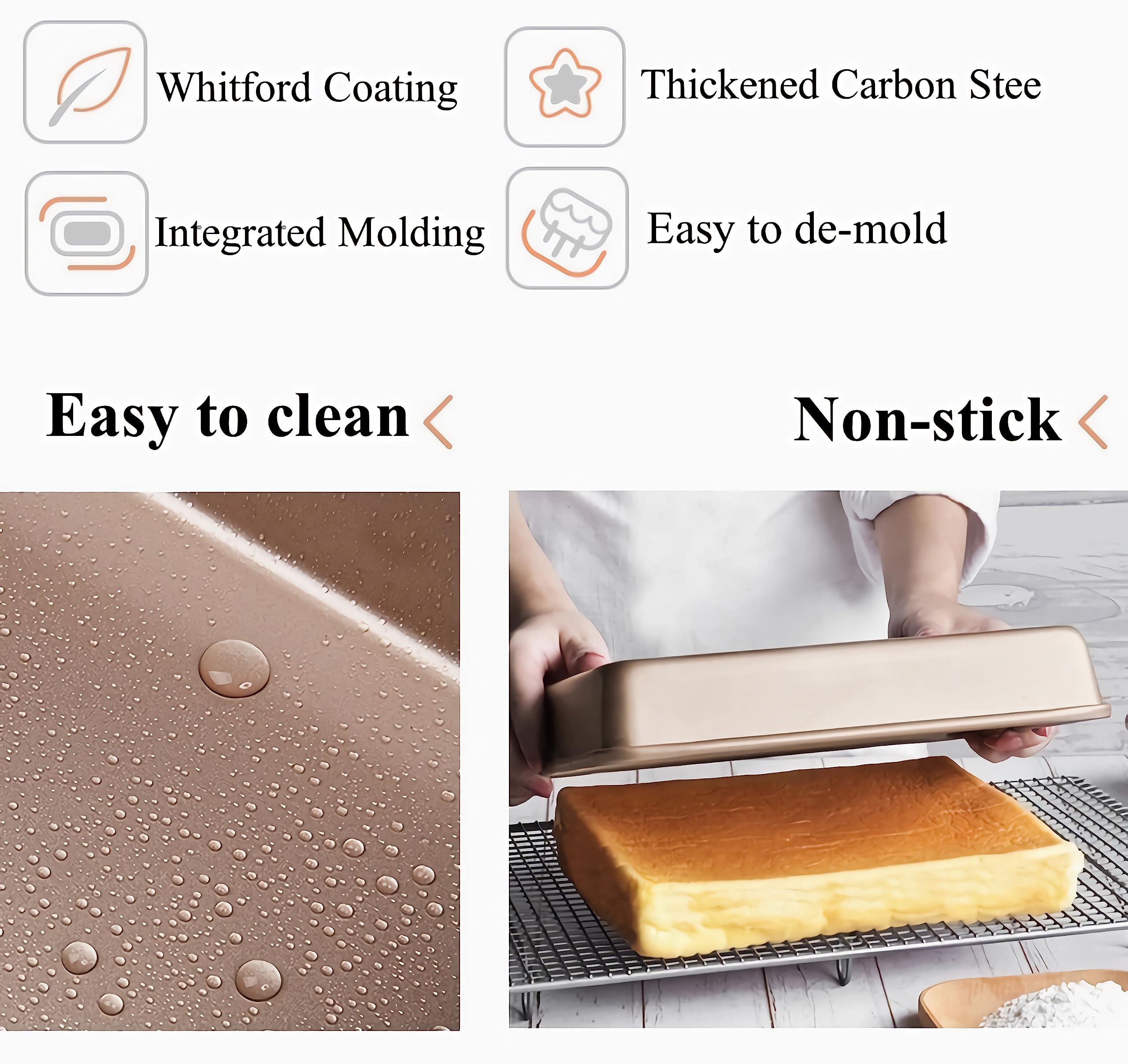 Kangxw Baking Pan,Heavy-Duty Carbon Steel 9In Square Thickened And Durable Bakeware Tray, Non-Stick Cake Pans, Baking Pan For Ov
