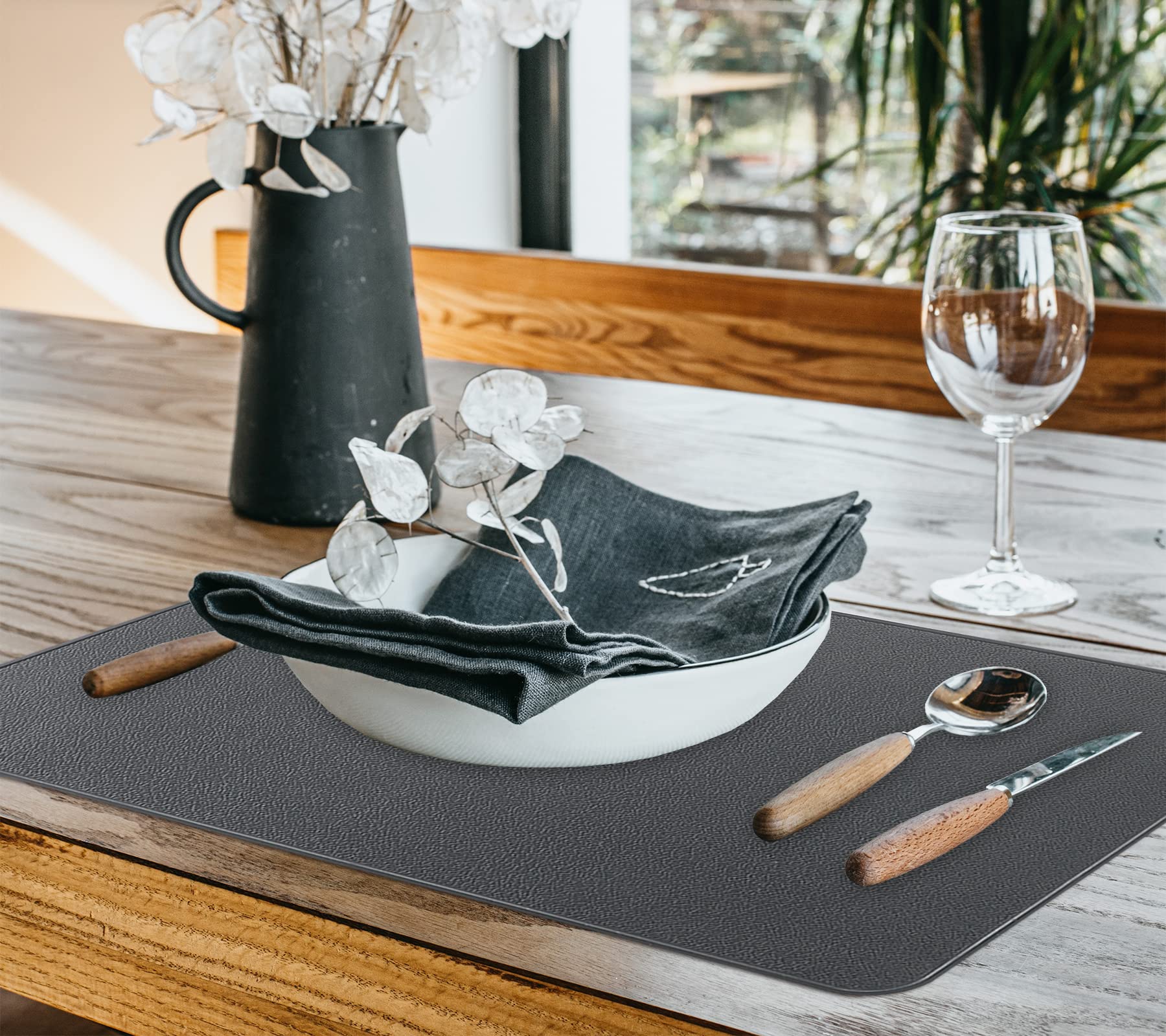 Webake Placemats Silicone Table Mats Set Washable Kitchen Place Mat, Heat Resistant Waterproof Insulation Mats 16 X 12 Inch