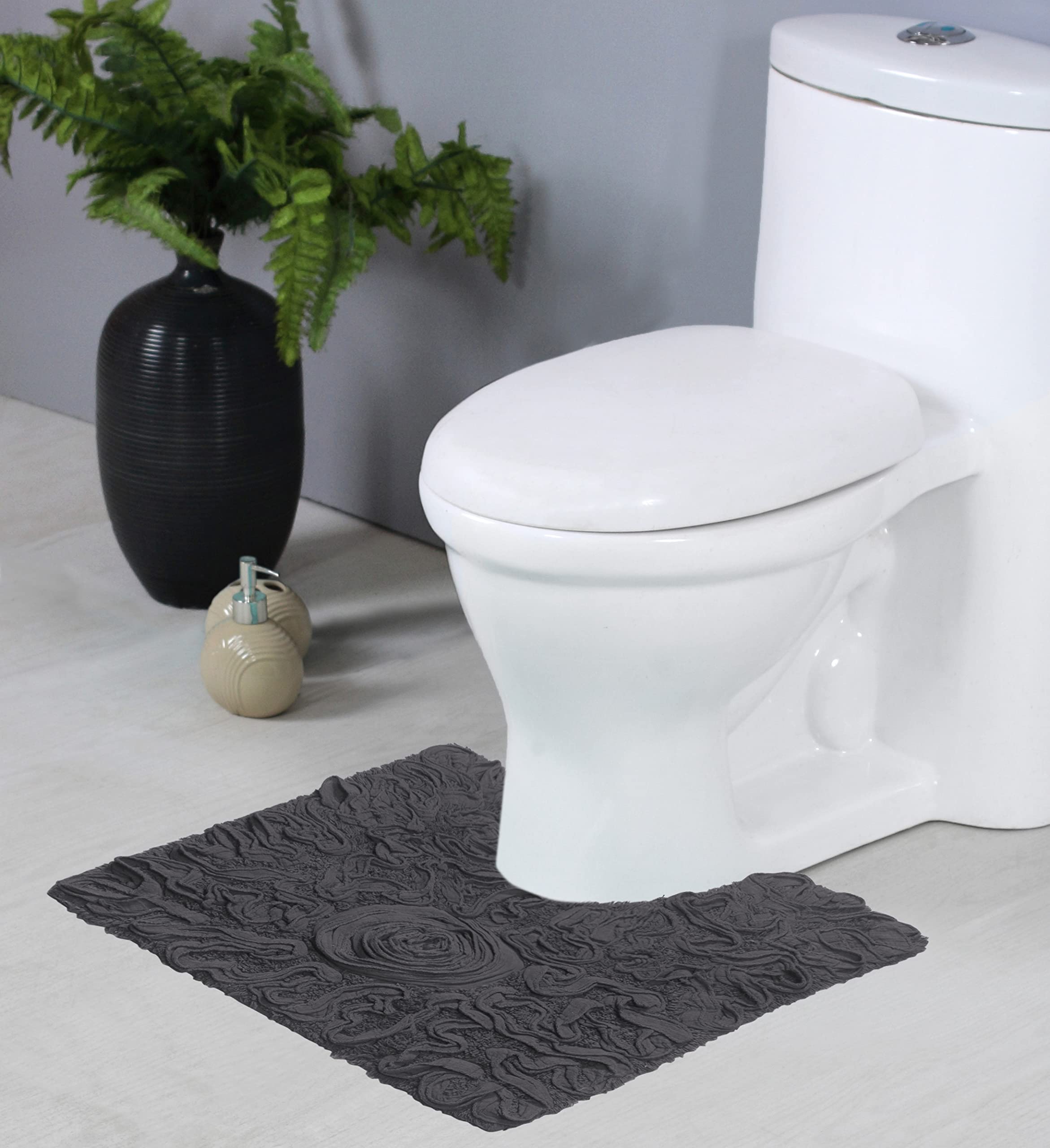 Home Weavers Bell Flower Collection 100% Cotton Tufted Bath Rugs, Extra Soft And Absorbent Bath Rugs, Non-Slip Bath Mats, Machin