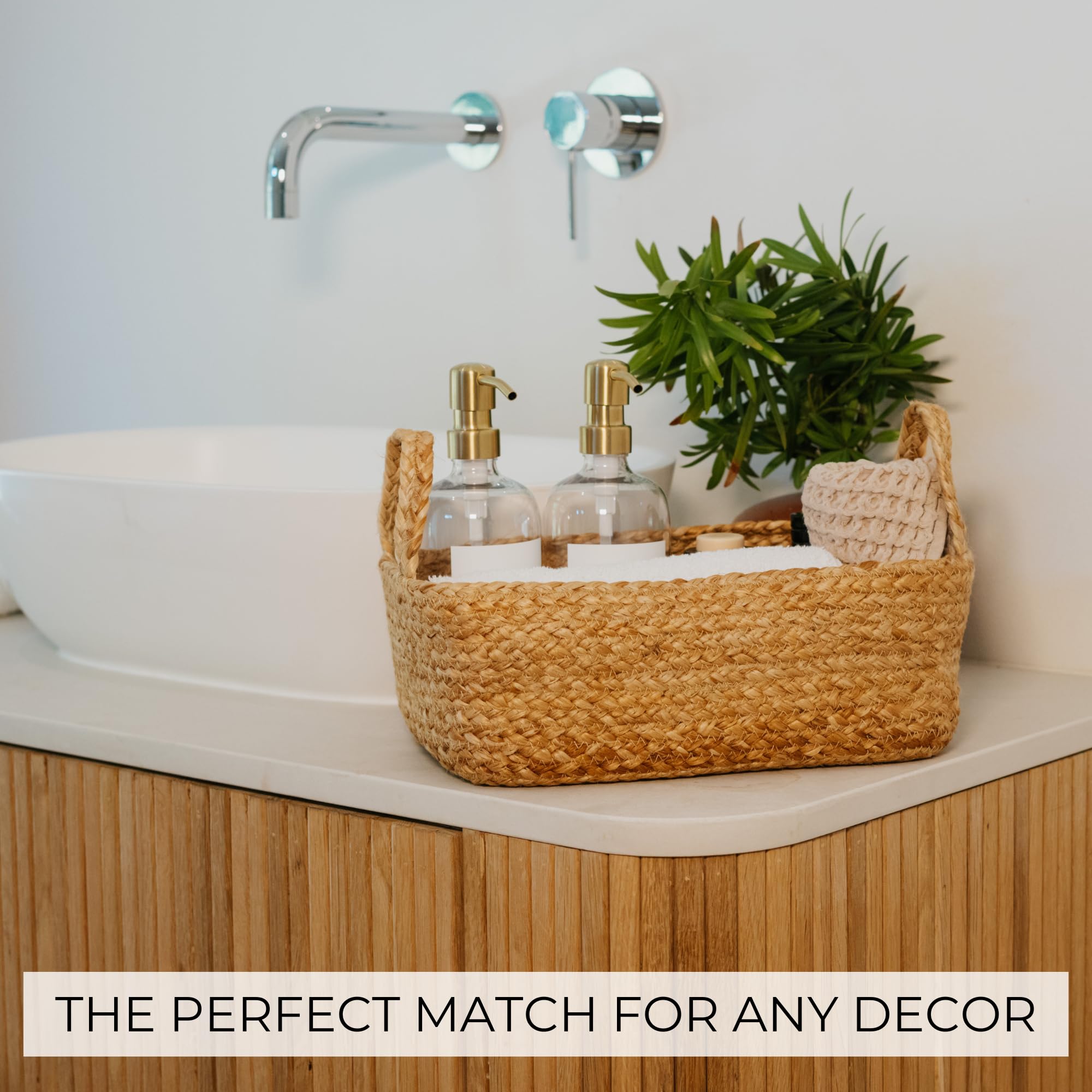 Beautiful Storage Basket Set Of 4 - Natural Jute Rope Baskets For Shelves Are Perfect For Organizing Your Home - Quality Storage