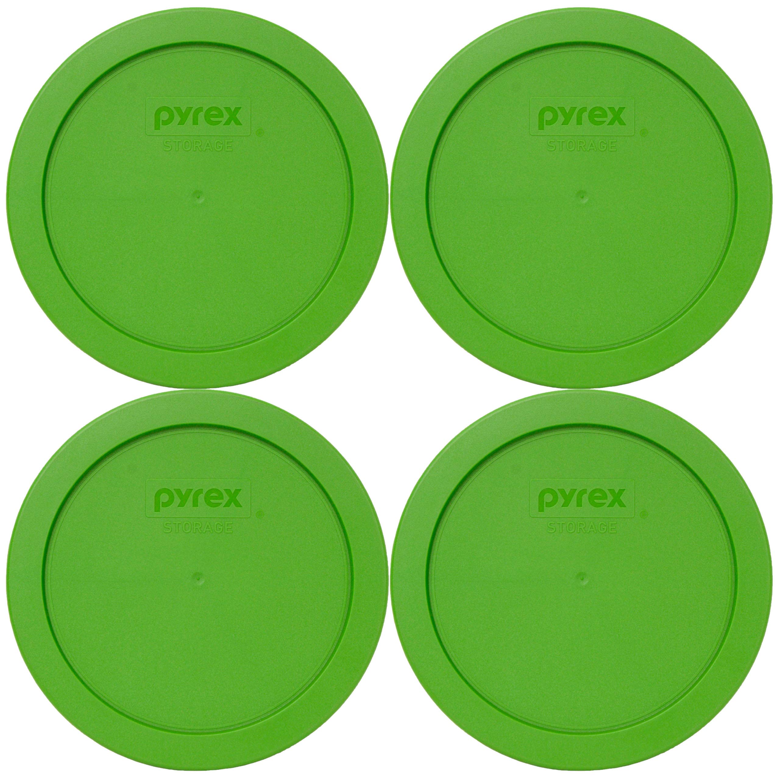 Pyrex 7201-Pc Lawn Green Round Plastic Food Storage Replacement Lid, Made In Usa - 4 Pack