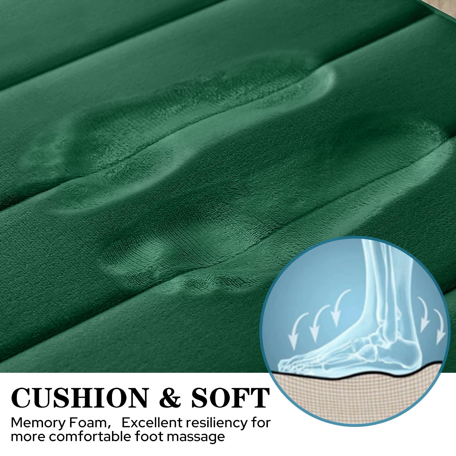 Bysure Bathroom Rugs Sets 2 Piece, Memory Foam Non Slip Extra Soft Absorbent Machine Washable Toilet Bath Mats (Dark Green, 20X3