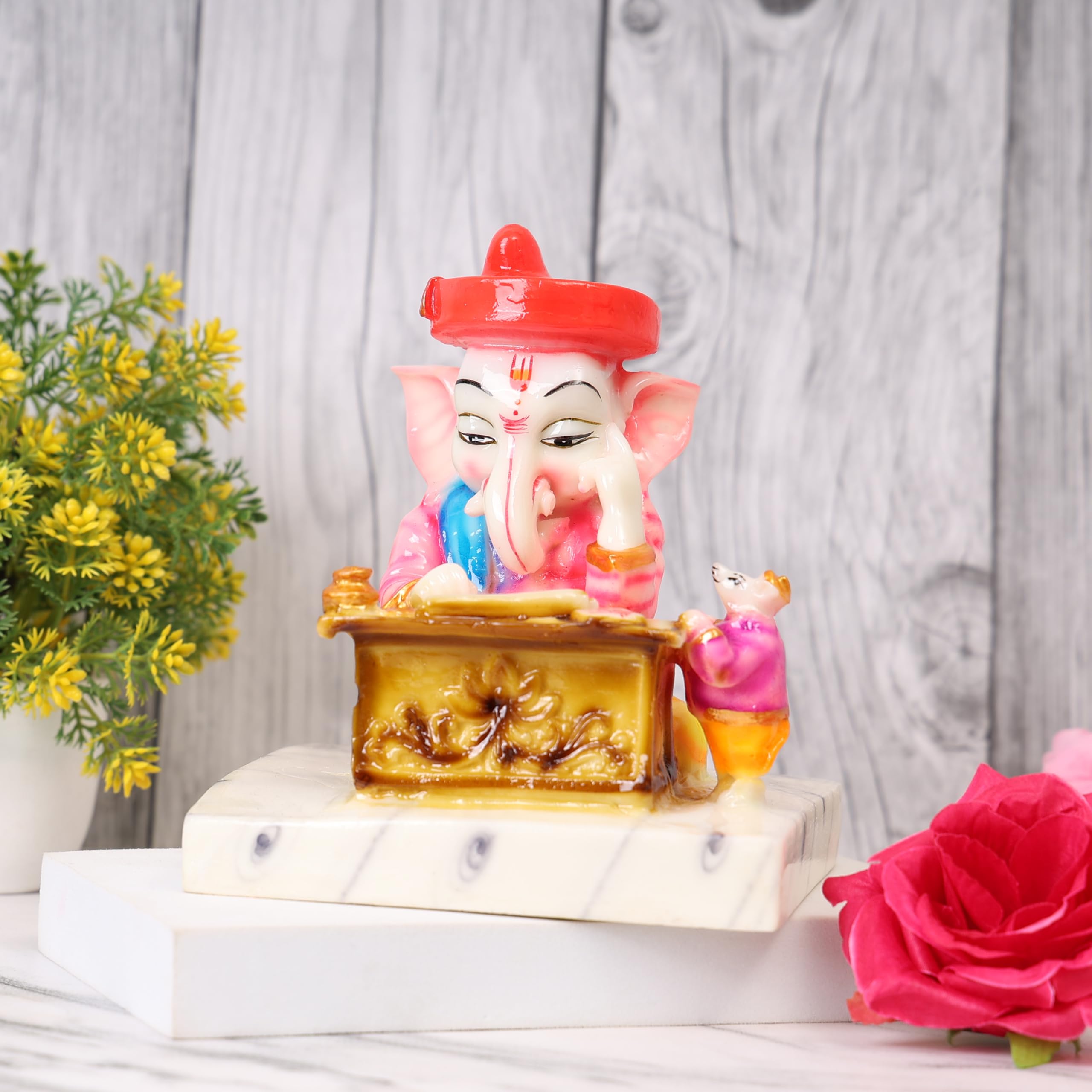 Rama Collections Munshi Ganesh Idol | Ganpati Bappa Murti Statue | Lord Ganesh Murti Ganesha Statue|God Of Success Gajanan Mahar