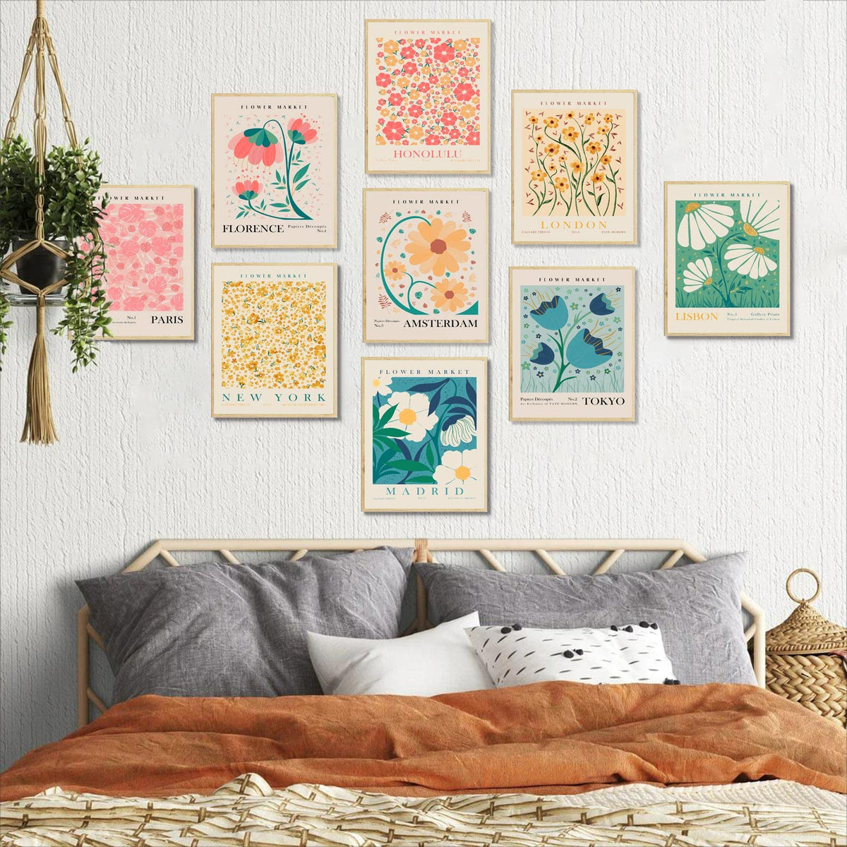 Flower Market Poster Set of 9 Abstract Flower Market Wall Art Prints V ...
