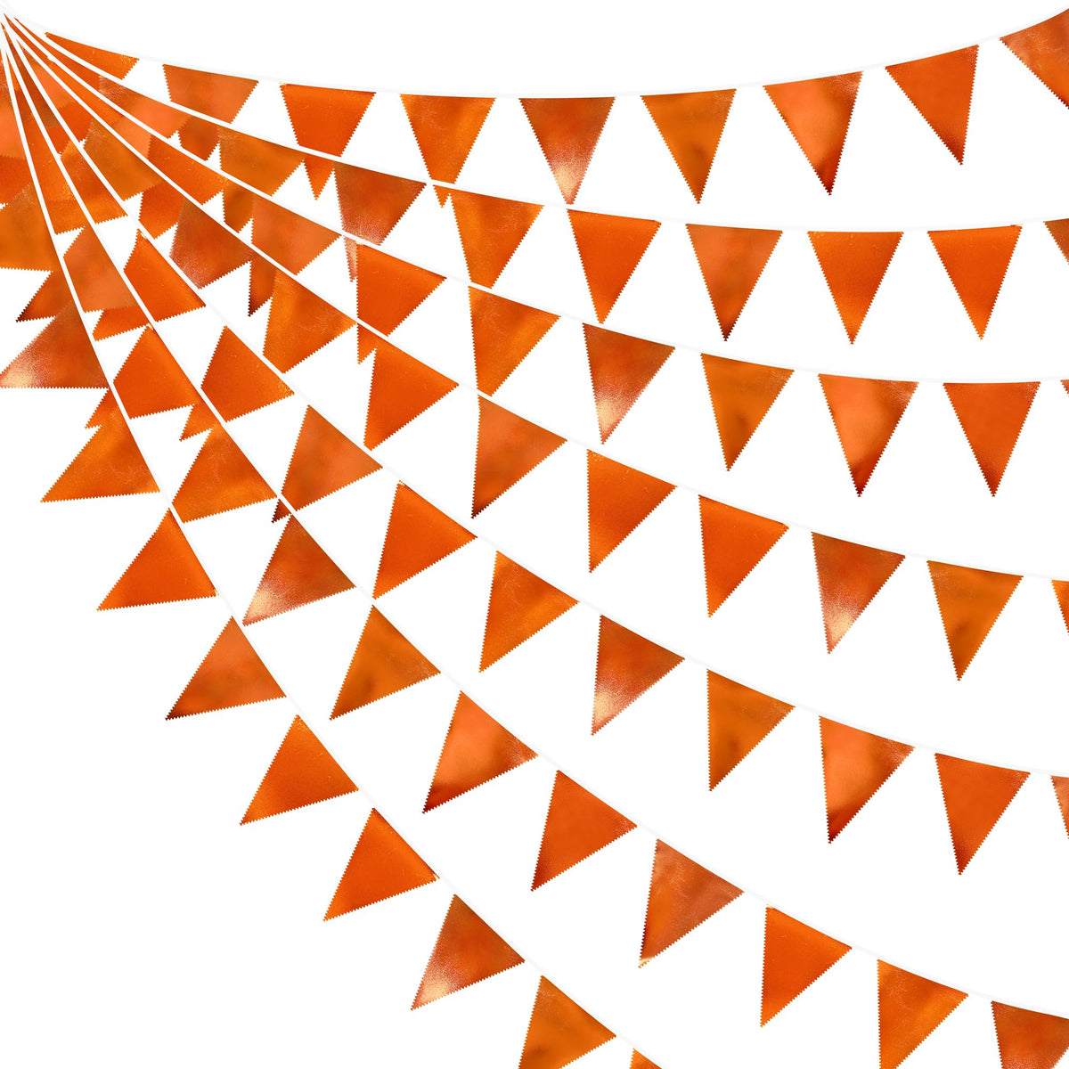 Orange Party Decorations Metallic Fabric Triangle Pennant Banner Flag Bunting Garland For Fall Autumn Thanksgiving Graduation Bi