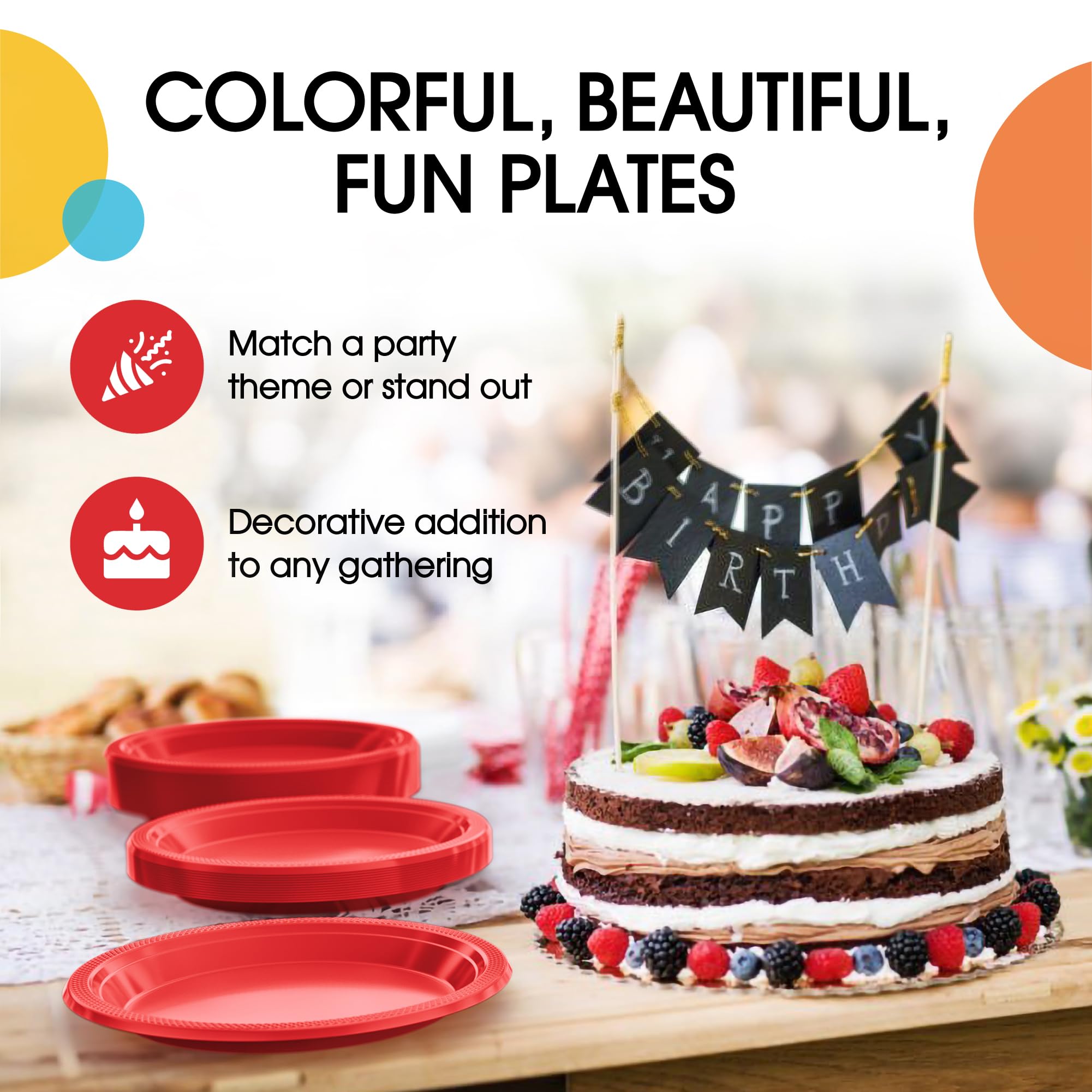 Exquisite Red Plastic Plates For Party 7 Red Disposable Plates For Party Supplies 100 Pcs Disposable Dinner Plate Heavy Duty 3