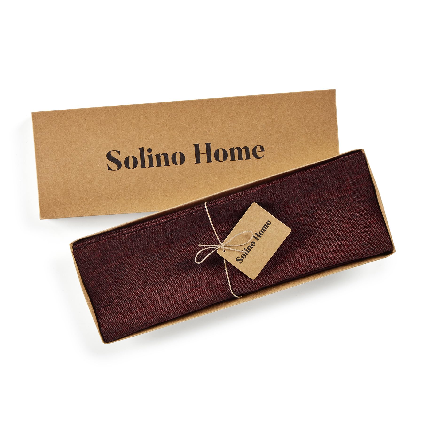 Solino Home Linen Square Placemats 14 X 14 Inch - 100% Pure Linen Red Garnet Cloth Placemats Set Of 4 - Athena, Washable Fabric