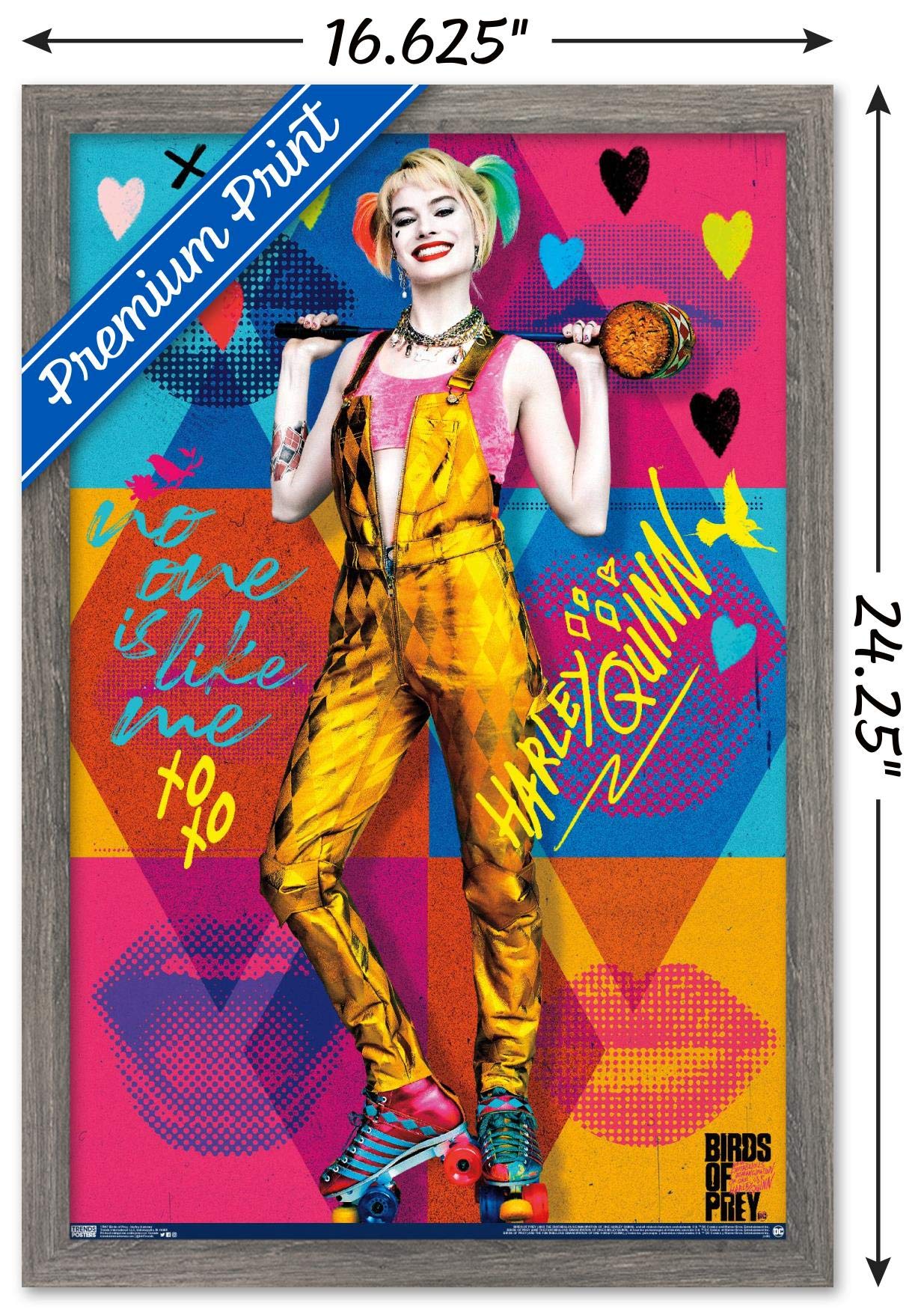 Trends International Dc Comics Movie - Birds Of Prey - Harley Quinn - Hammer Wall Poster, 14.725'' X 22.375'', Barnwood Framed V