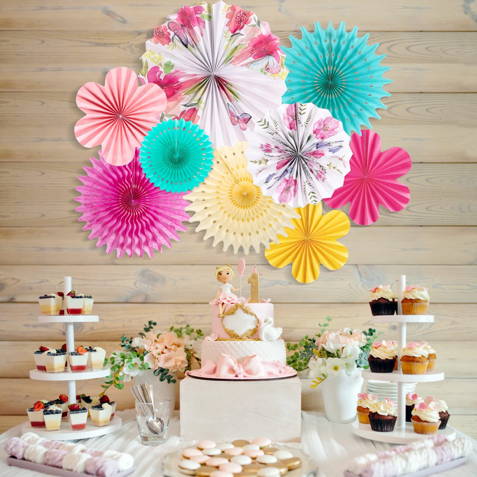 Sunbeauty Paper Flowers Decorations For Wall Tea Party Decoration Paper Fans Classroom Decoration Paper Floral Backdrop Decor Pa